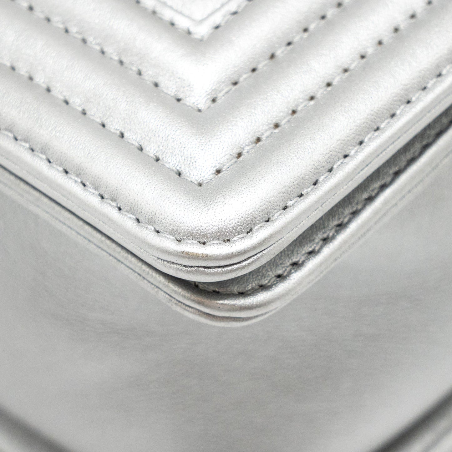 Chanel Medium Boy Bag Lambskin Silver