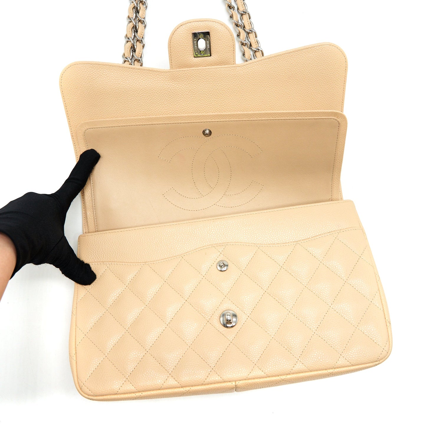 Chanel Classic Jumbo double flap Bag caviar beige