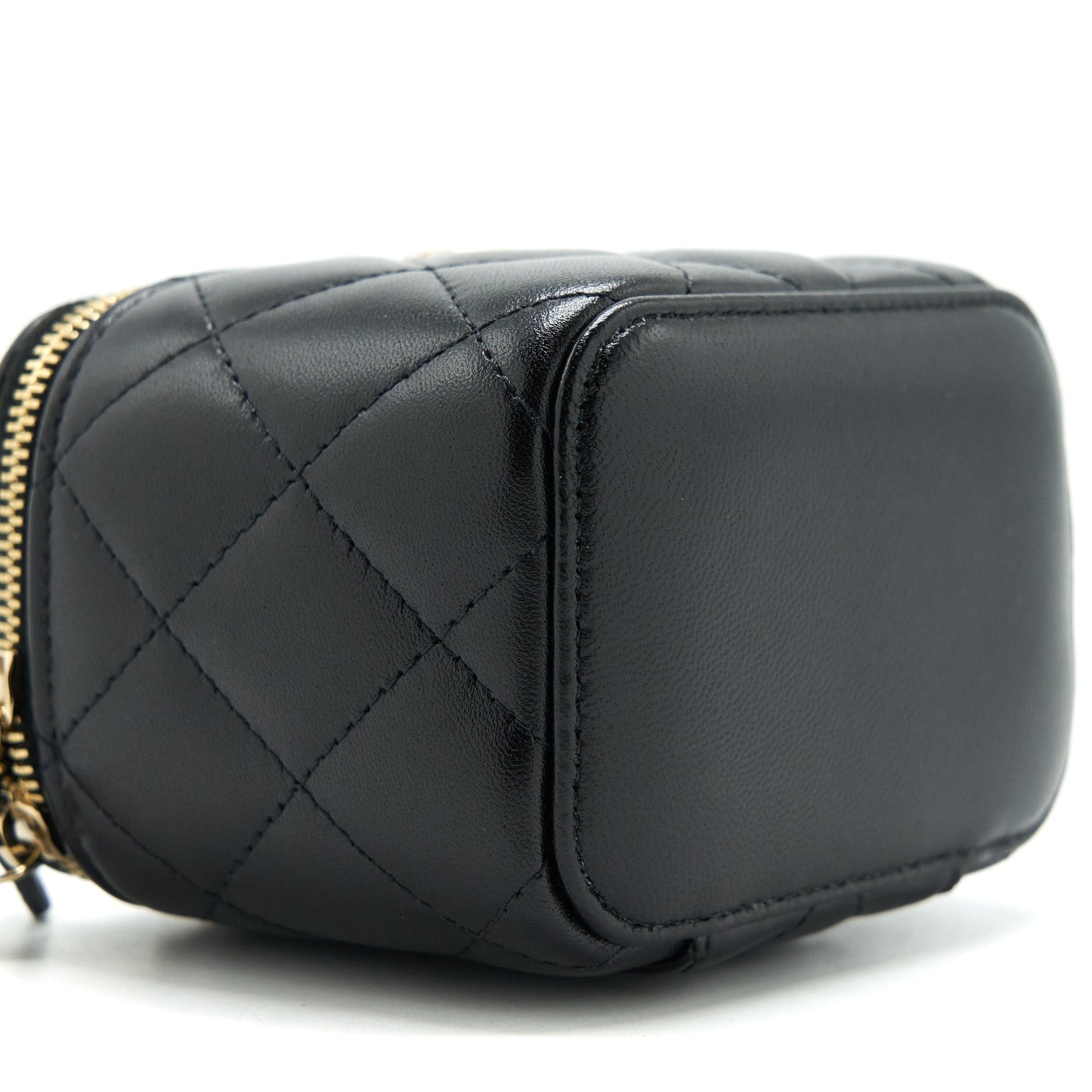 Chanel Mini Vanity With Camellia Chain Lambskin Black L