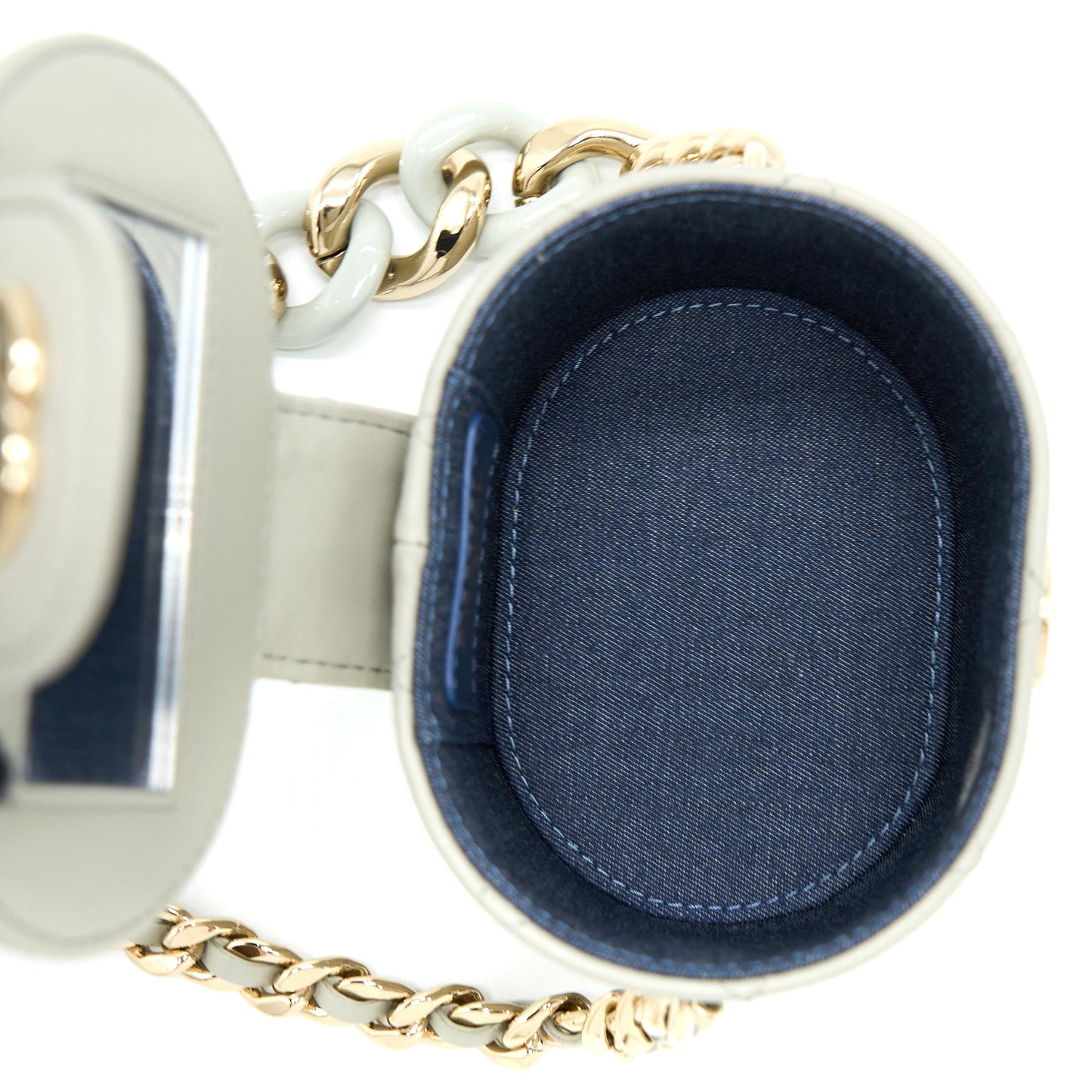 Chanel Giant Chain Mini Vanity Case Lambskin Light Grey L