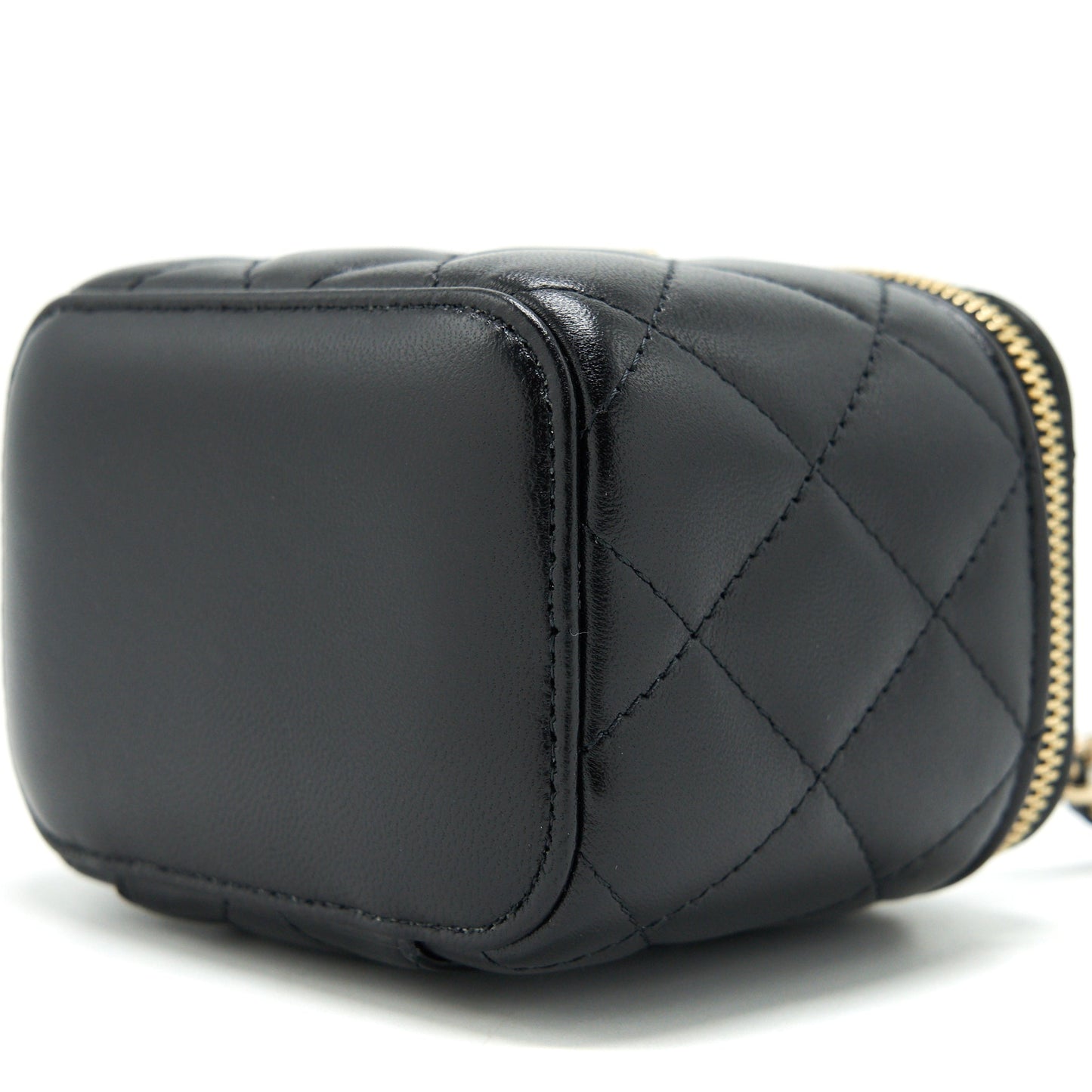 Chanel Mini Vanity With Camellia Chain Lambskin Black L