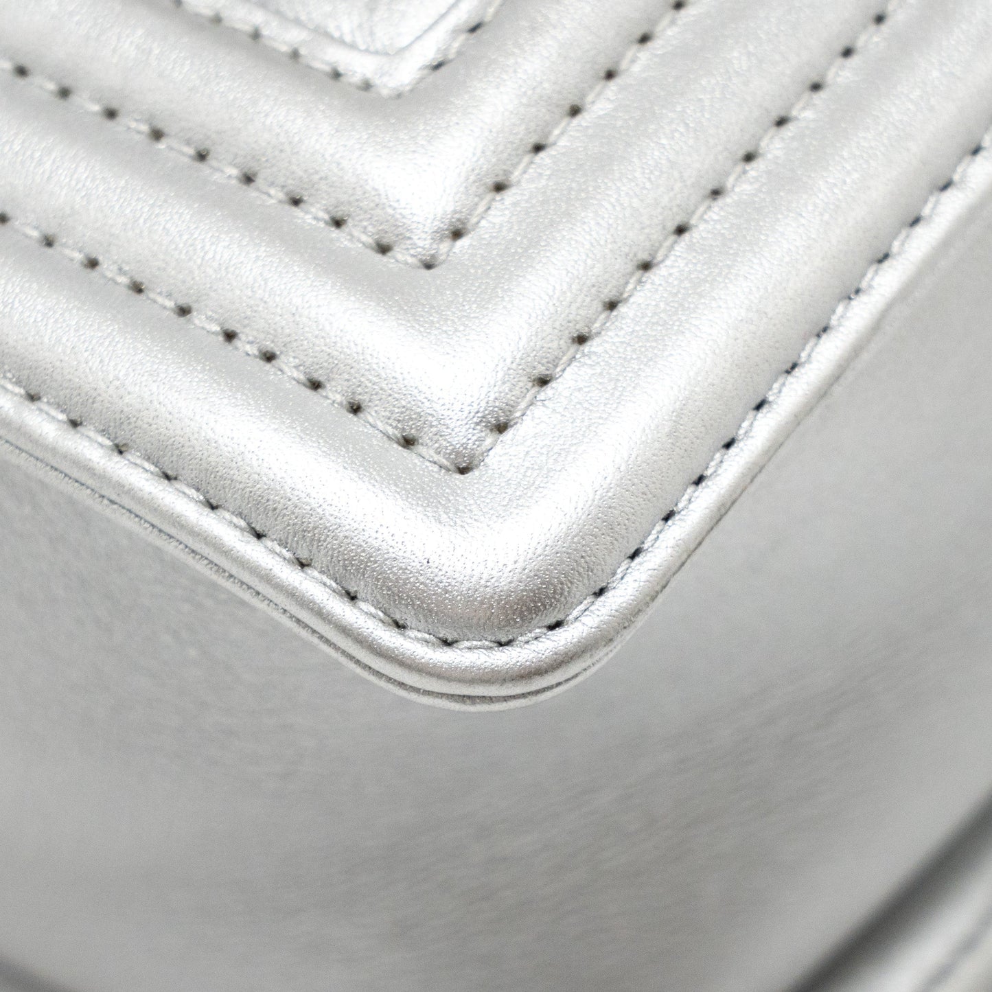 Chanel Medium Boy Bag Lambskin Silver