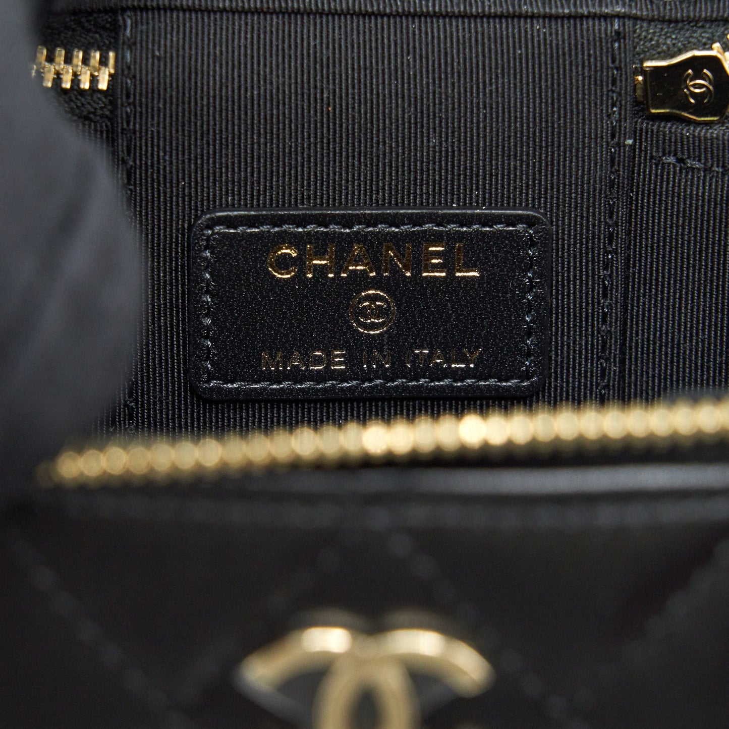 Chanel Mini Vanity With Camellia Chain Lambskin Black L