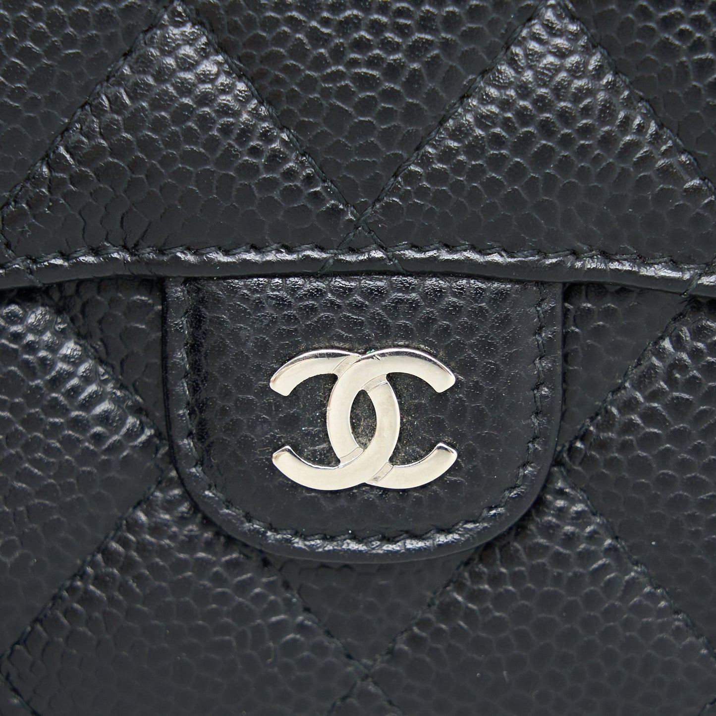 Chanel Small Classic Compact Wallet Caviar Black