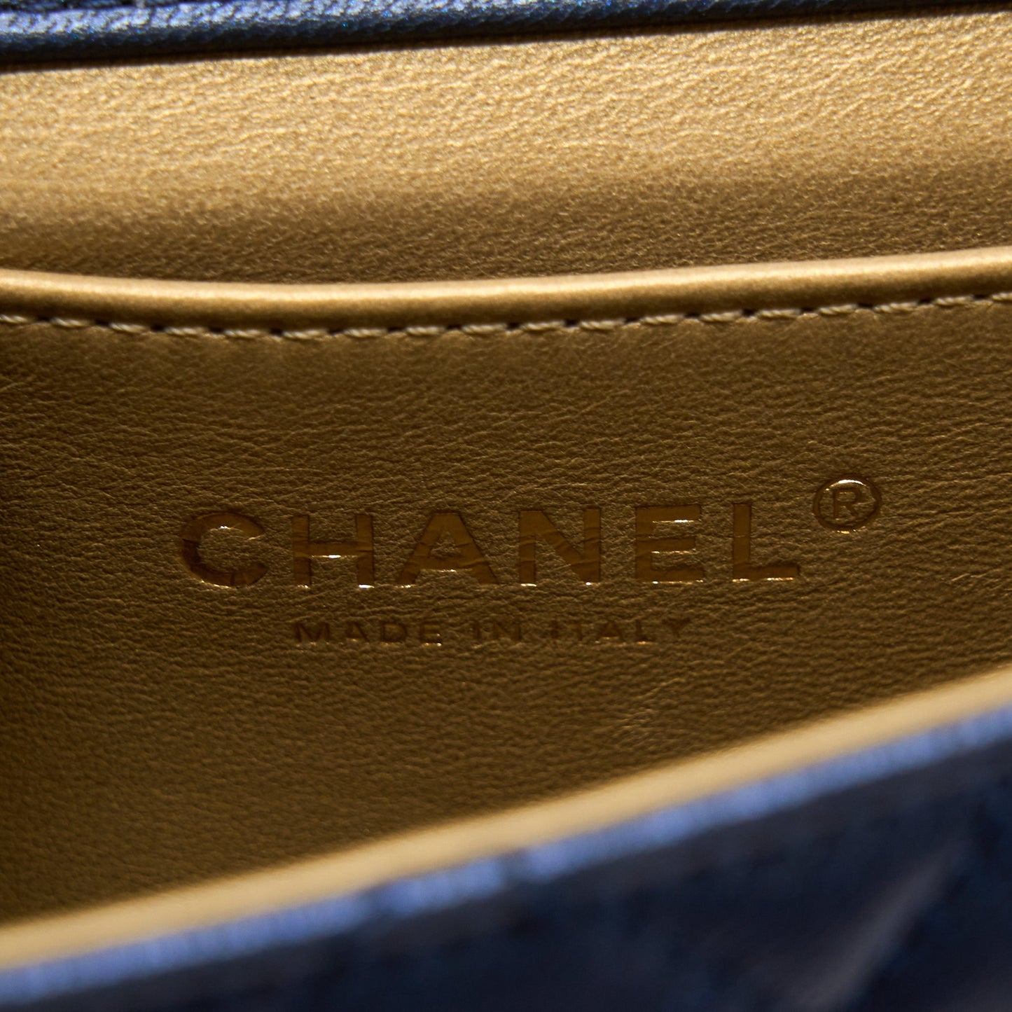 Chanel Vertical Pearl Flap Bag Lambskin Dark Blue