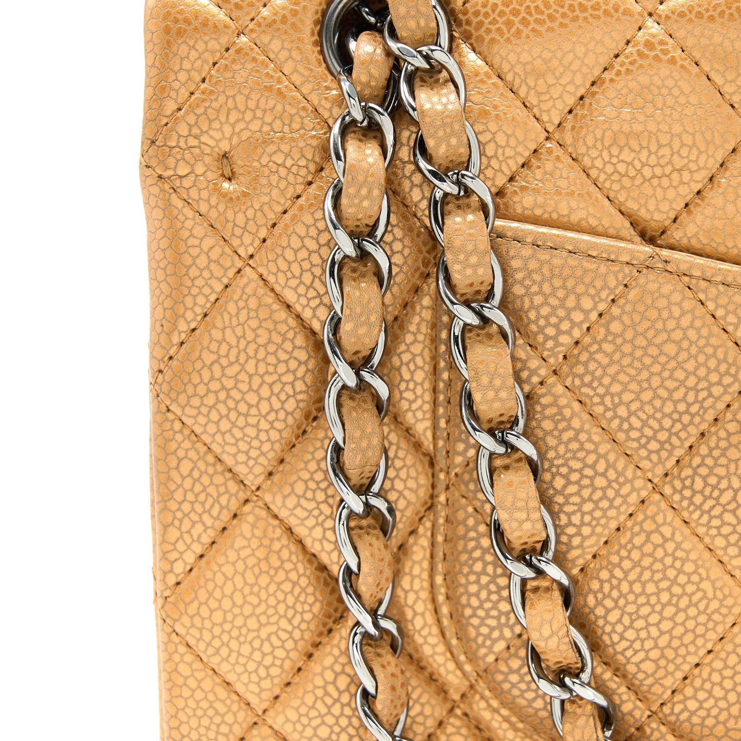 Chanel Medium Classic Double Flap Bag Caviar Metallic Iridescent Ruthenium Hardware