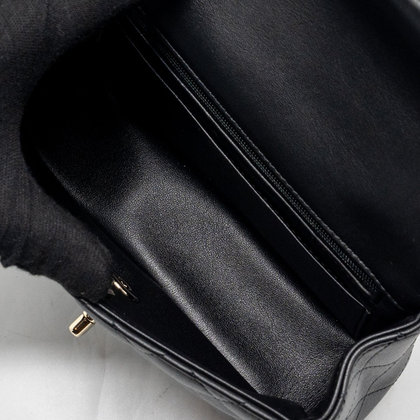 Chanel Top Handle Mini Rectangular Flap Bag Lambskin Black L (Microchip)
