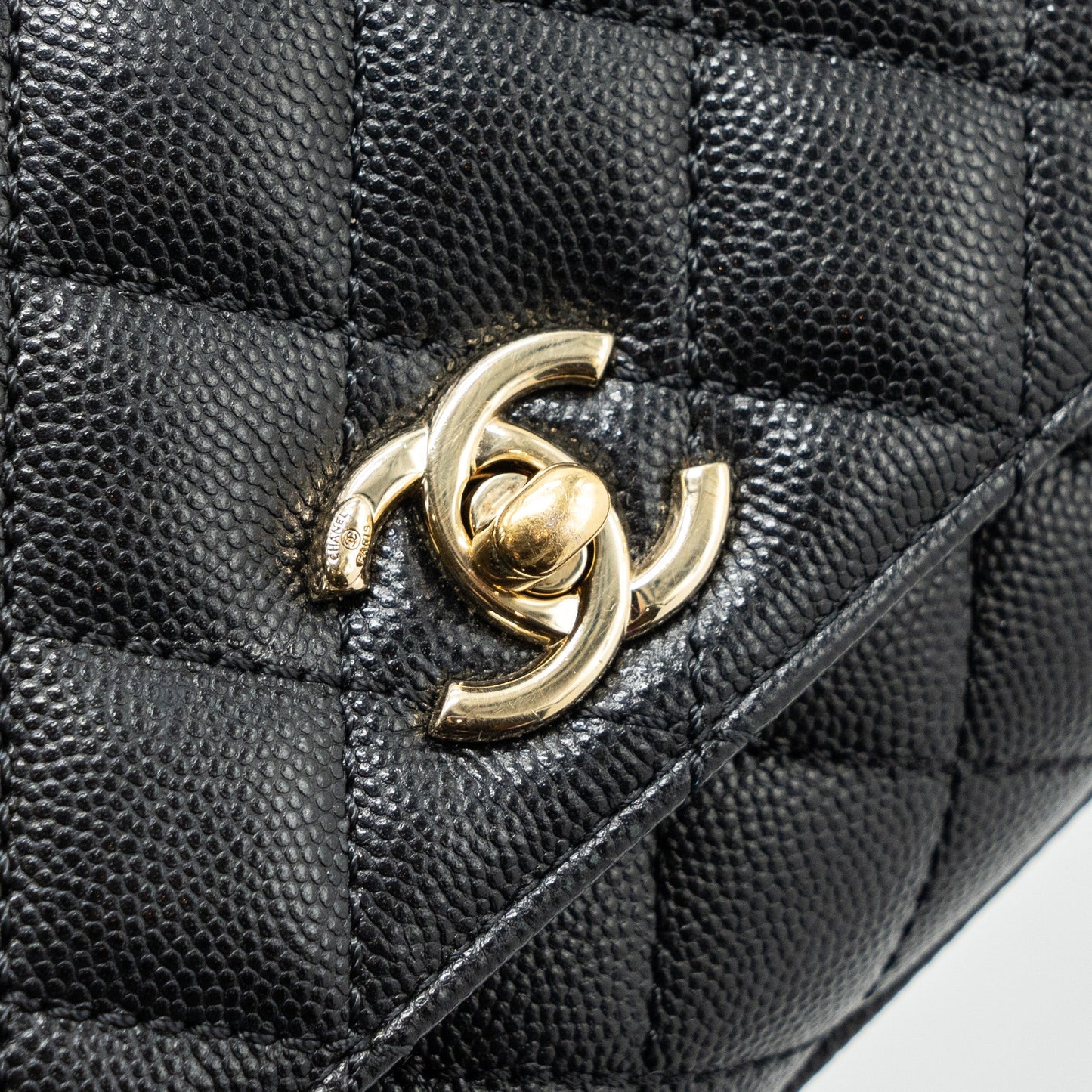 Chanel Coco Handle Extra Mini With Lizard Embossed Handle Caviar Black L(microchip)