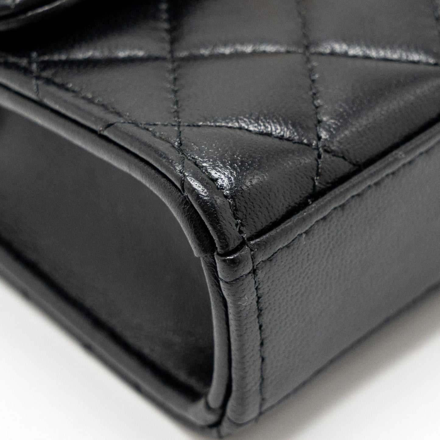 Chanel Detailed Top Handle Mini Clutch with Chain Lambskin Black  (Microchip)