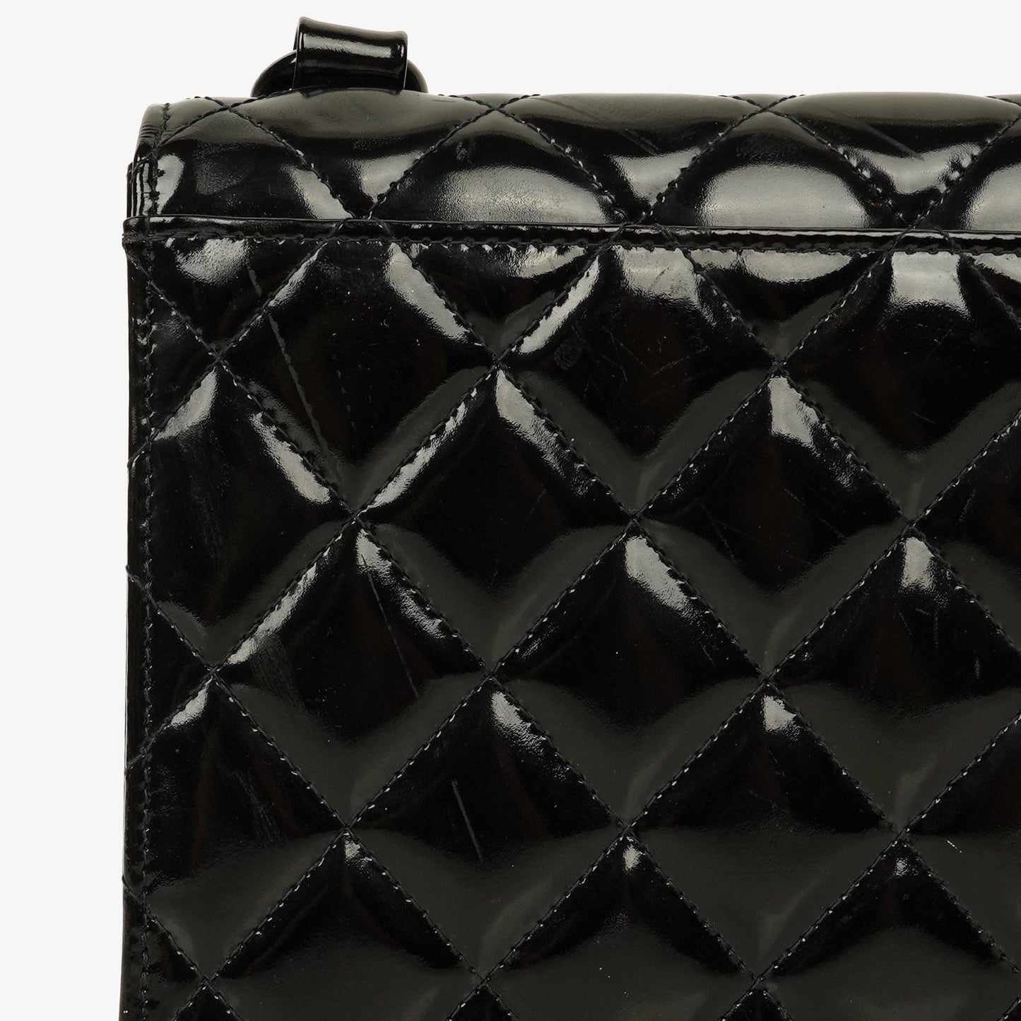 Chanel Small Single Black Quilted Patent Leather Flap Bag