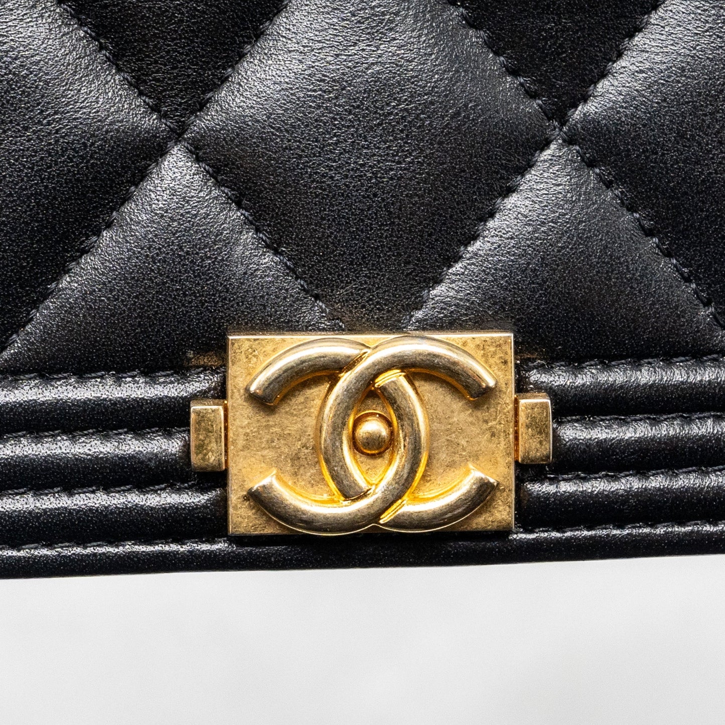 CHANEL Boy Wallet On Chain Lambskin Black Brushed