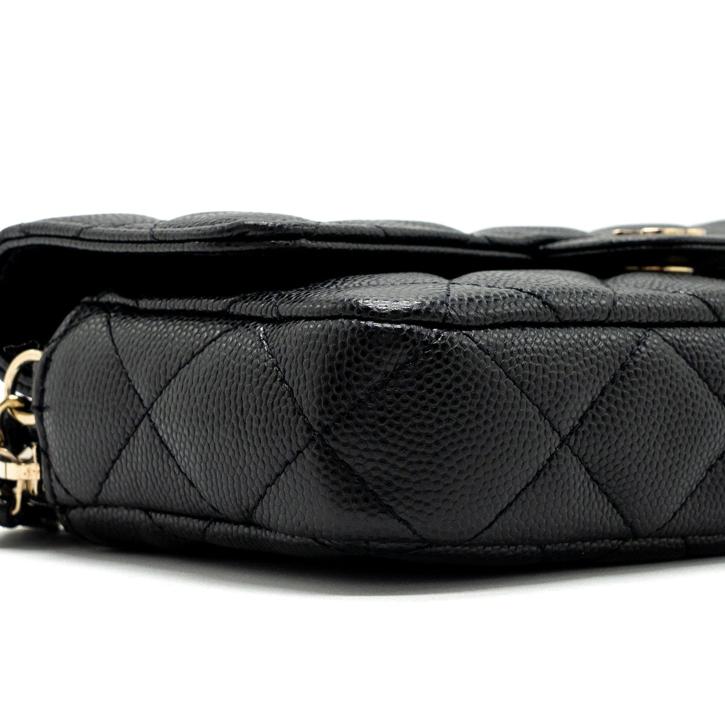 chanel double pocket wallet on chain caviar black L (microchip)
