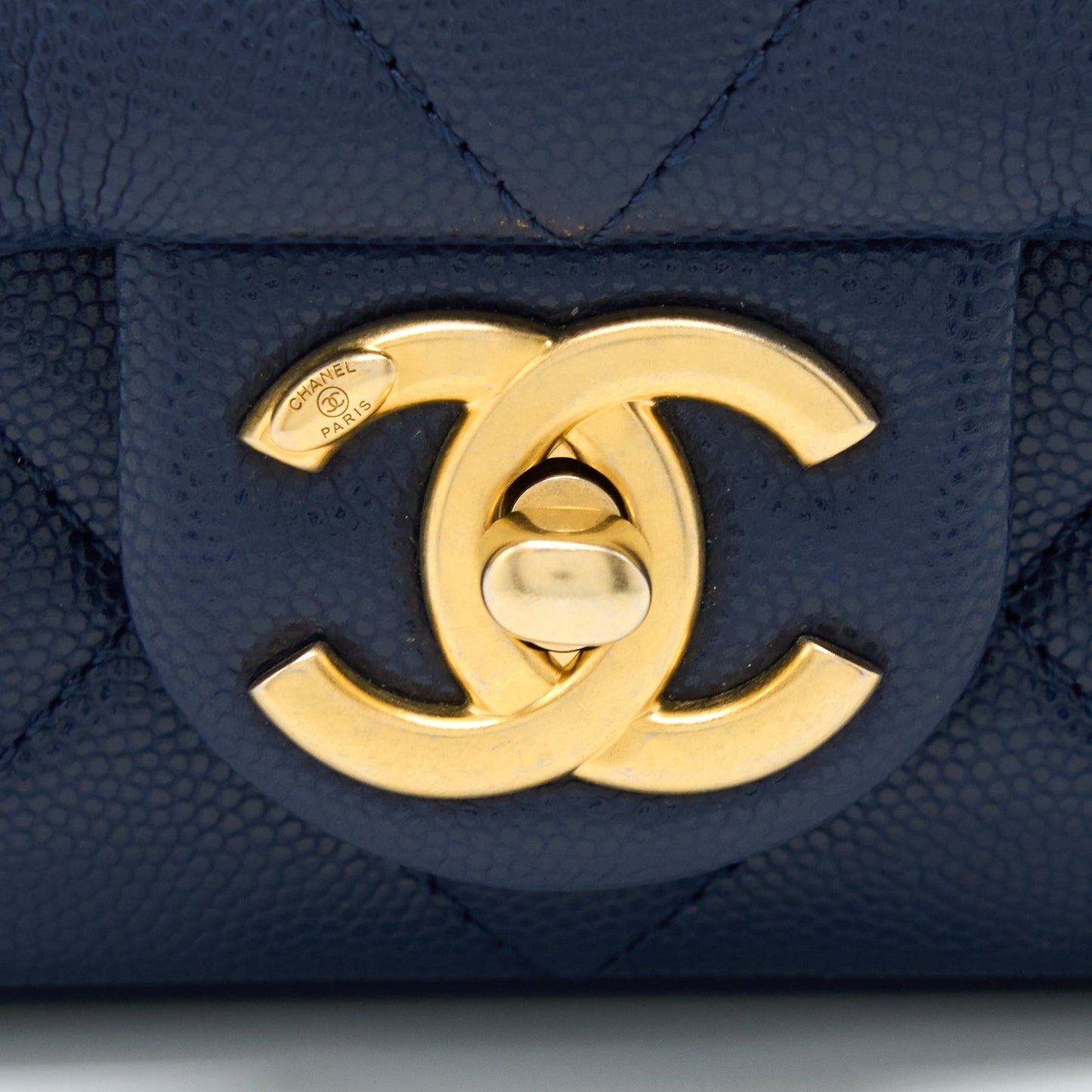 Chanel 22A Small Flap Bag Caviar Navy Brushed  (Microchip)