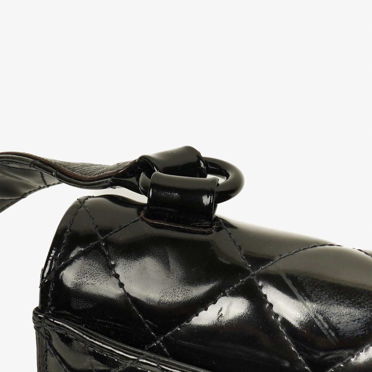 Chanel Small Single Black Quilted Patent Leather Flap Bag