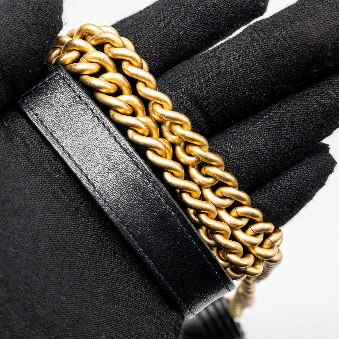 CHANEL Boy Wallet On Chain Lambskin Black Brushed