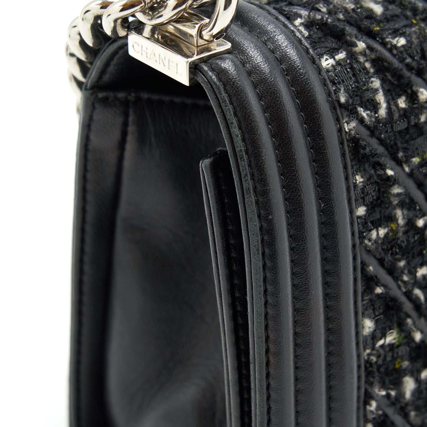 Chanel Boy Medium Tweed/Lambskin Black