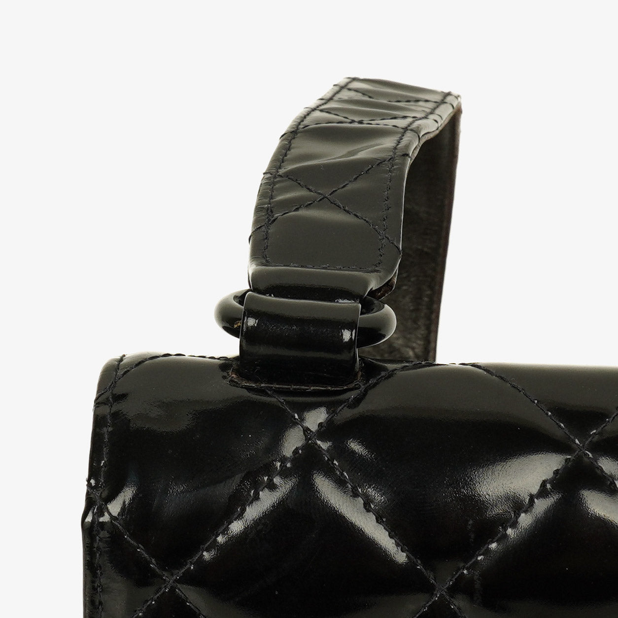 Chanel Small Single Black Quilted Patent Leather Flap Bag