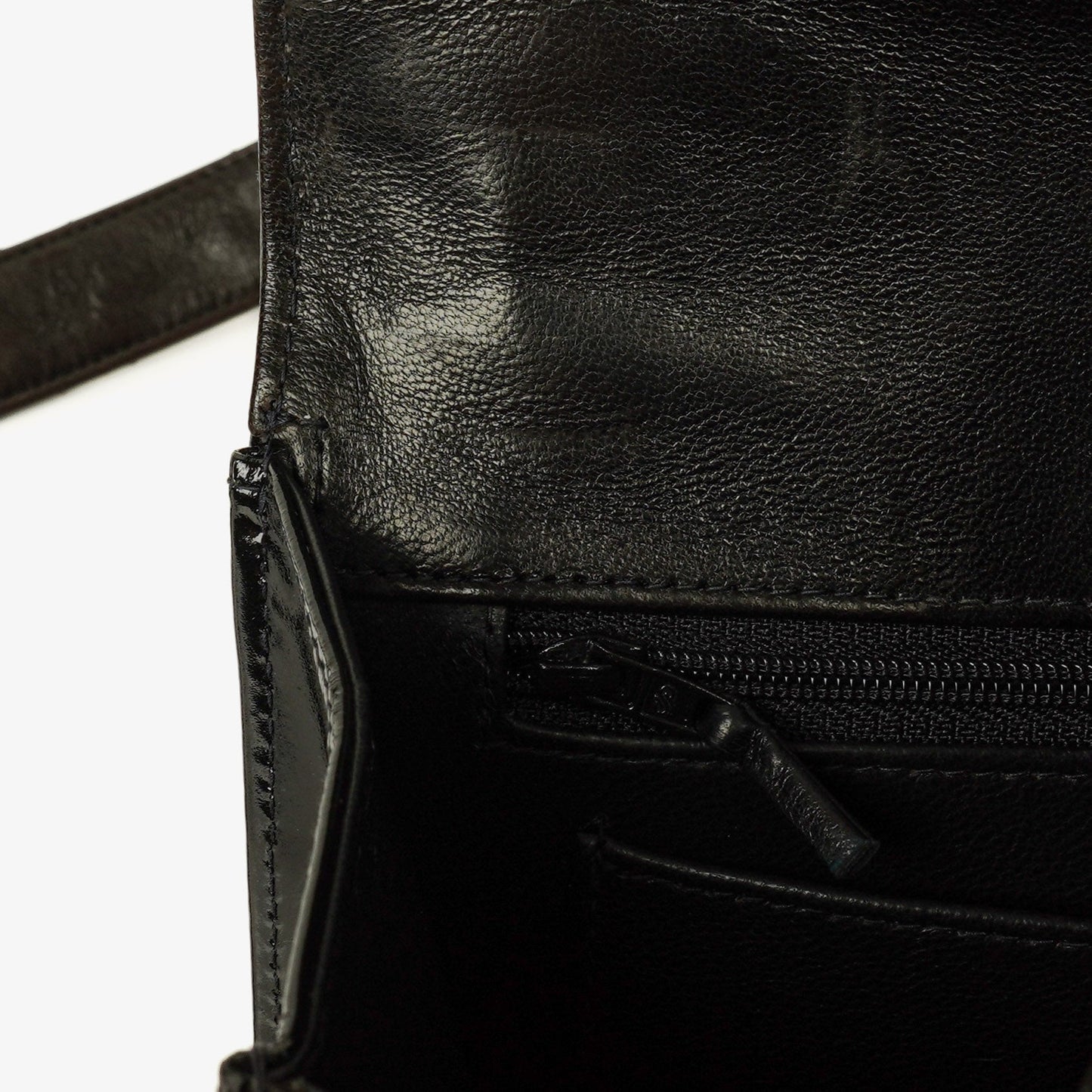 Chanel Small Single Black Quilted Patent Leather Flap Bag