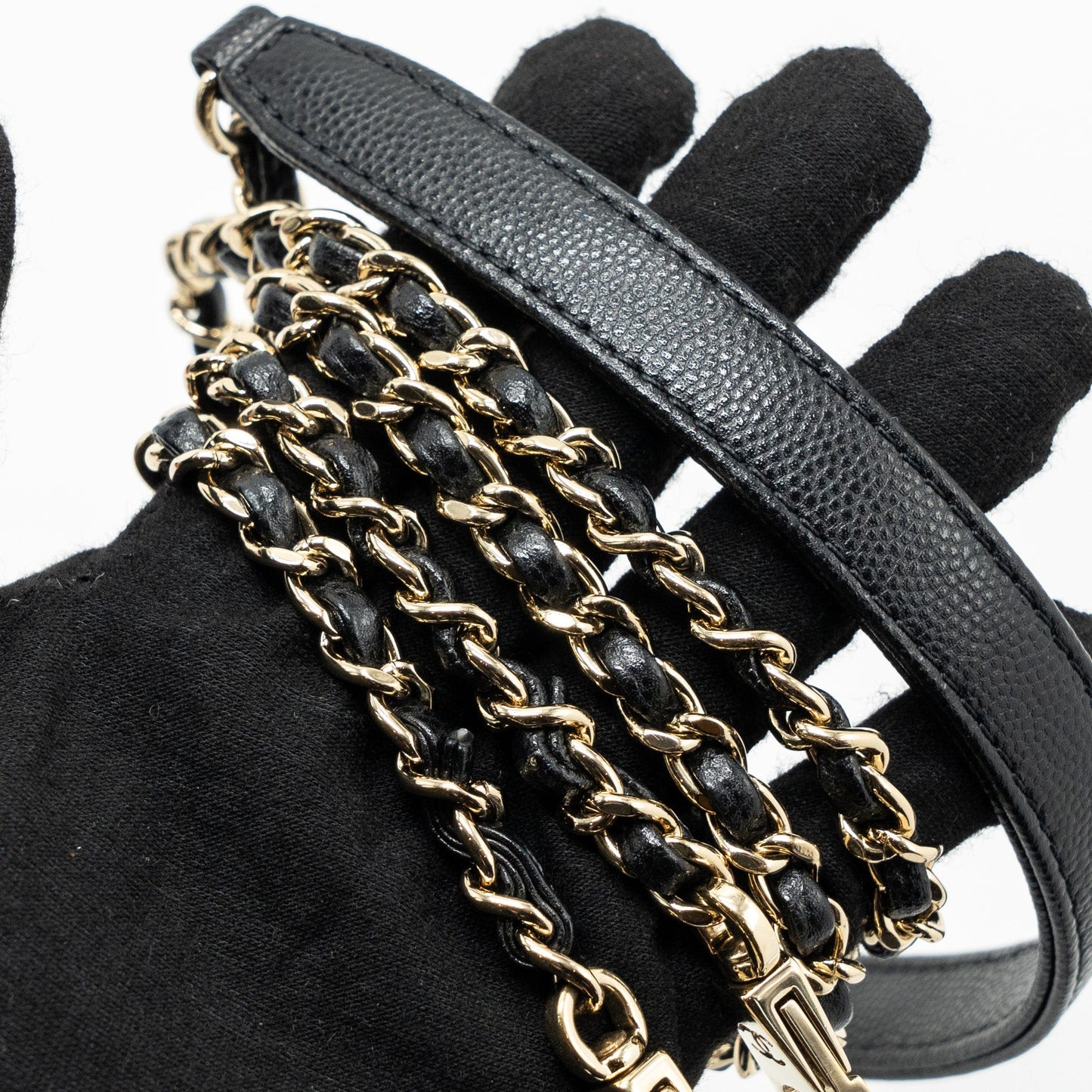 Chanel Coco Handle Extra Mini With Lizard Embossed Handle Caviar Black L(microchip)