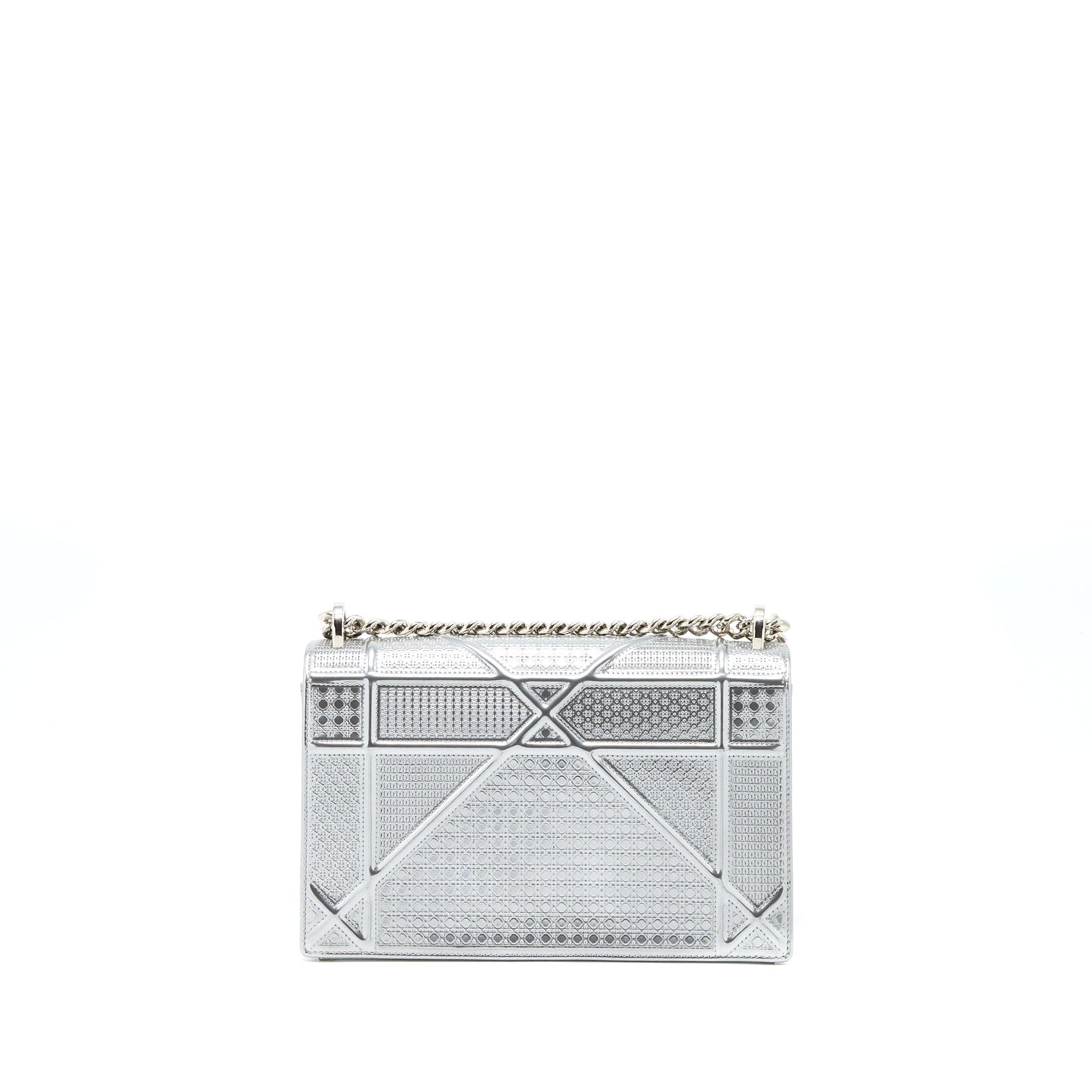 Dior Medium Diorma Purse In Metallic Silver