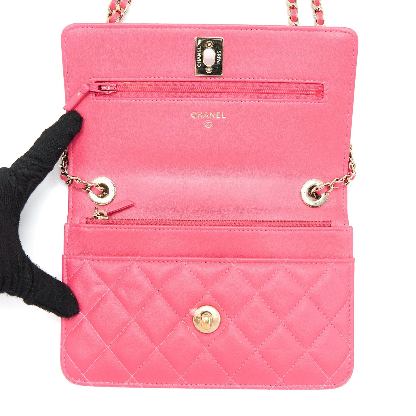 Chanel Trendy CC Wallet On Chain Lambskin Pink L