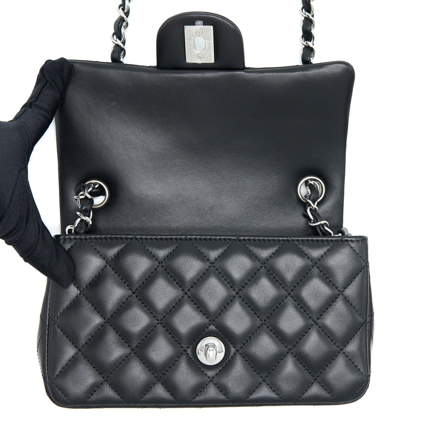 Chanel Mini Rectangular Lambskin Black (Microchip)