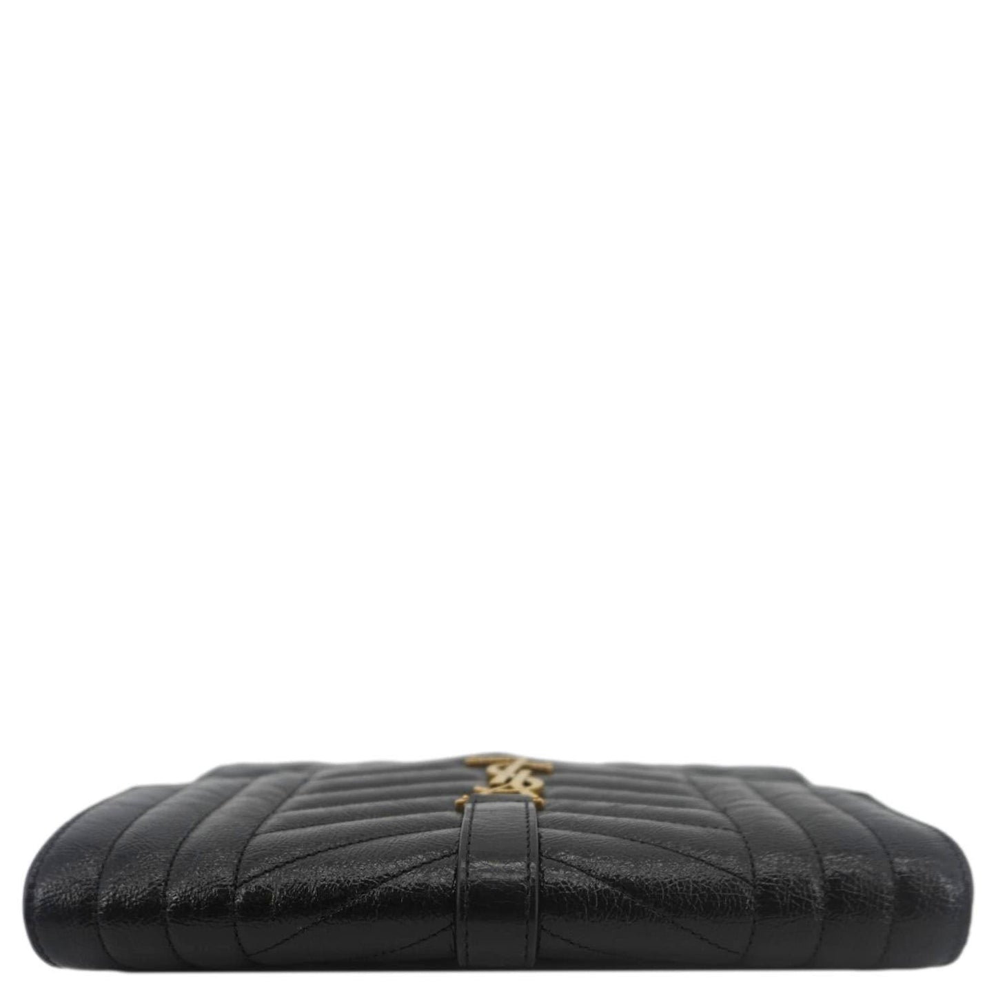 YVES SAINT LAURENT Monogram Leather Wristlet Clutch Black