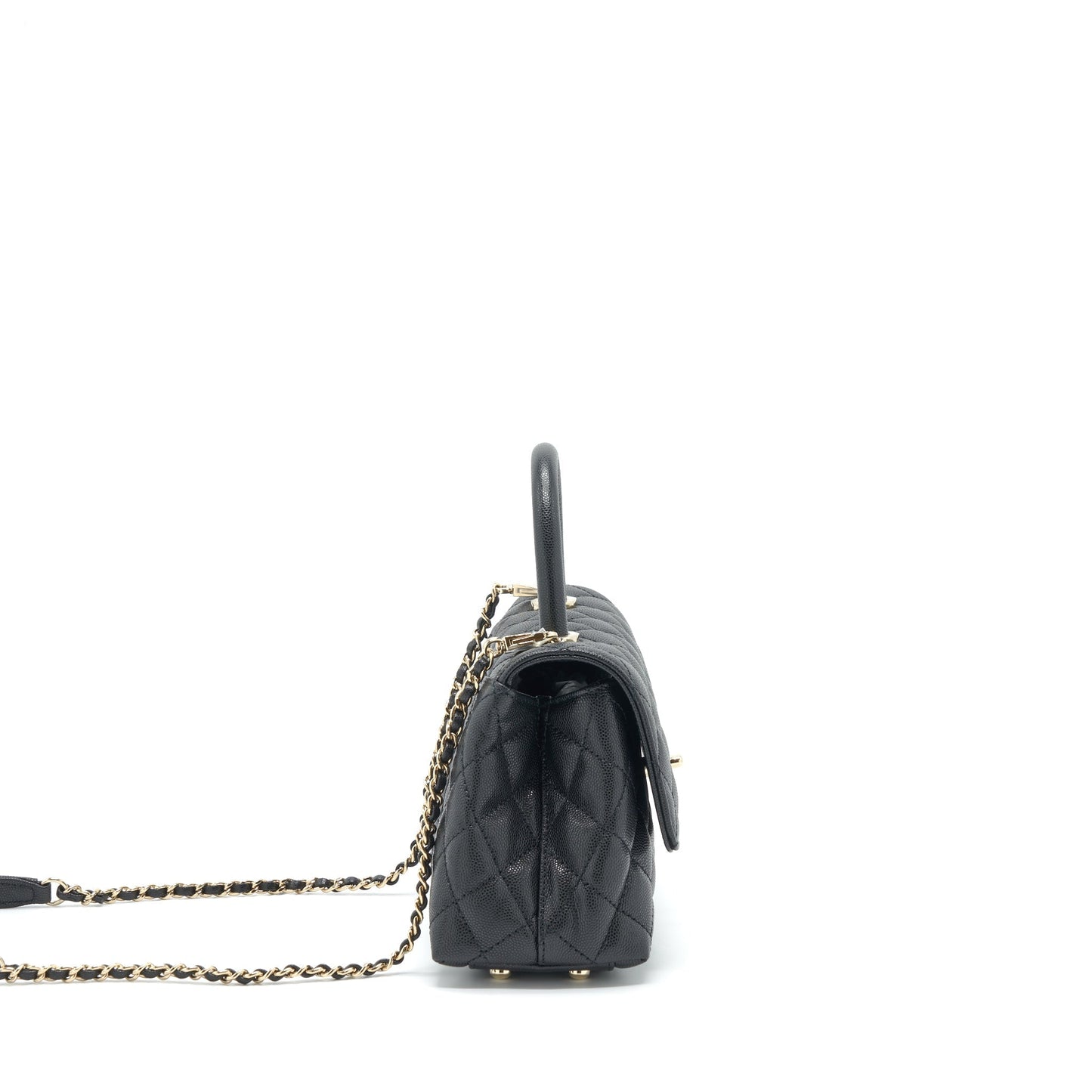 Chanel 22P Small Coco Handle Caviar Black L
