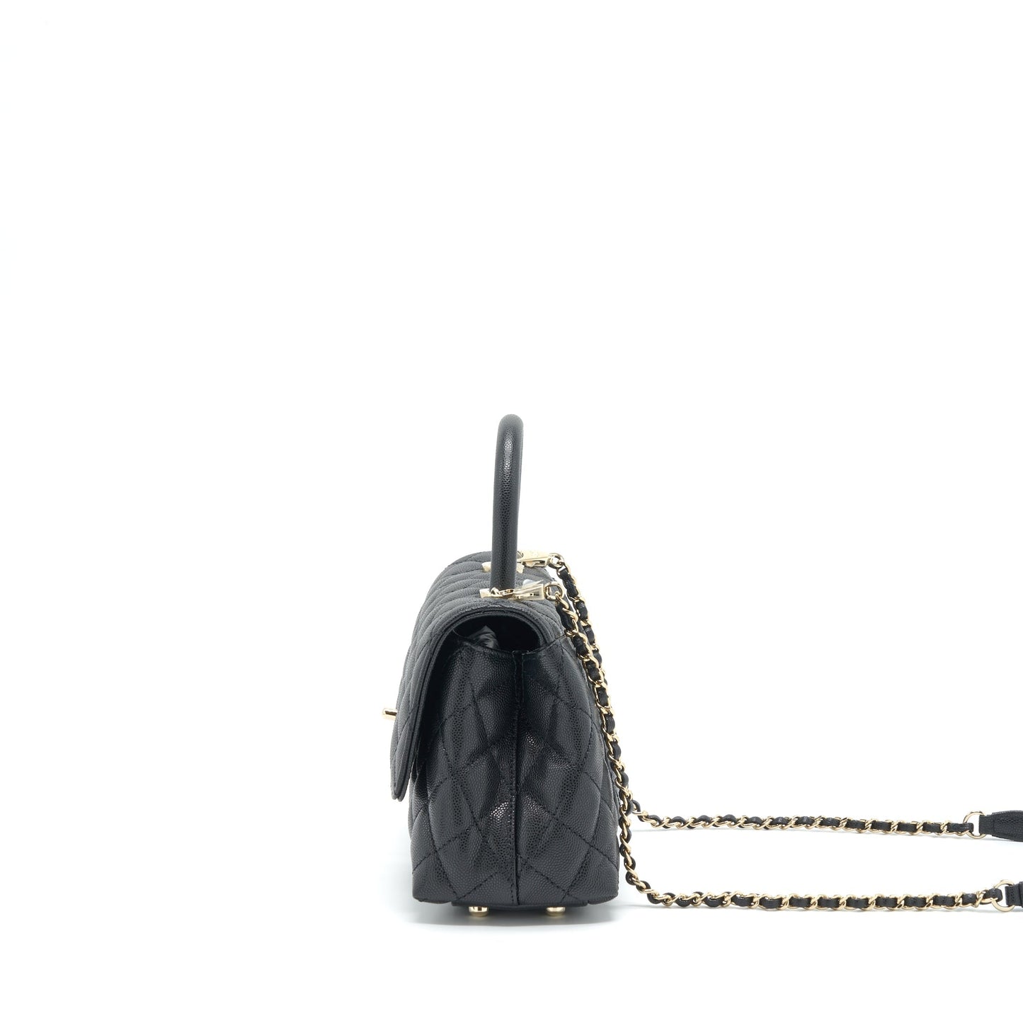 Chanel 22P Small Coco Handle Caviar Black L