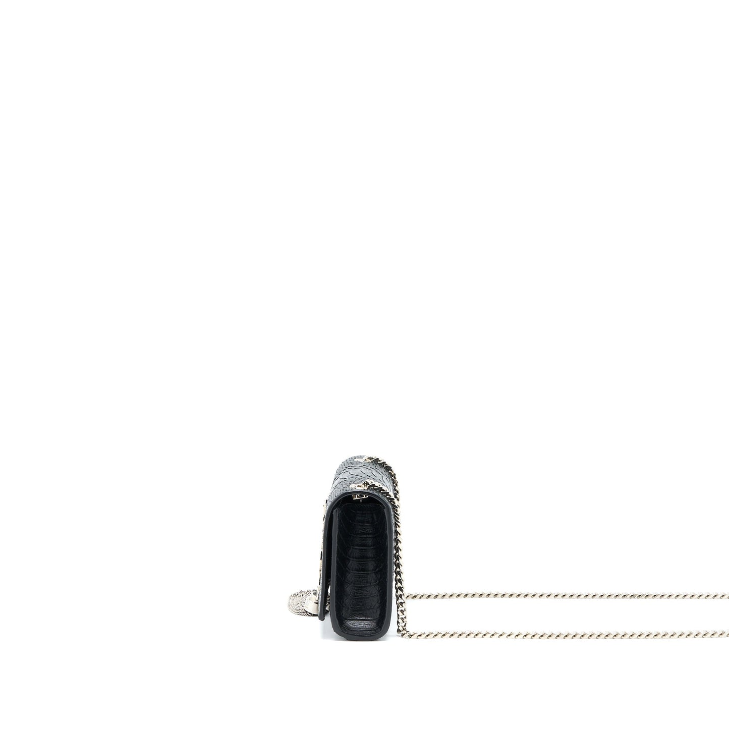 Saint Laurent Small Kate Python Embossed Calfskin Black