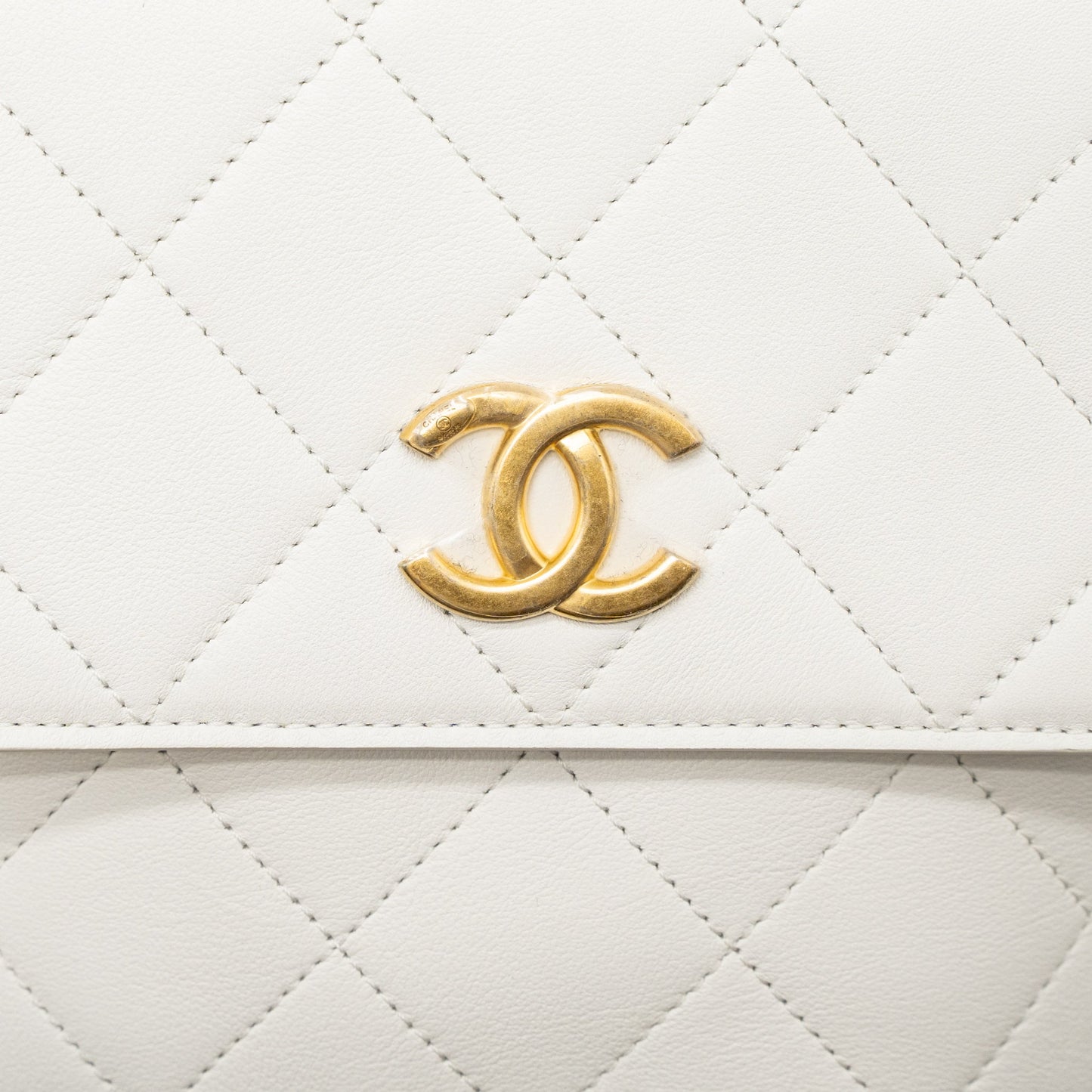 Chanel Crossbody Square Flap Bag Lambskin White Brushed