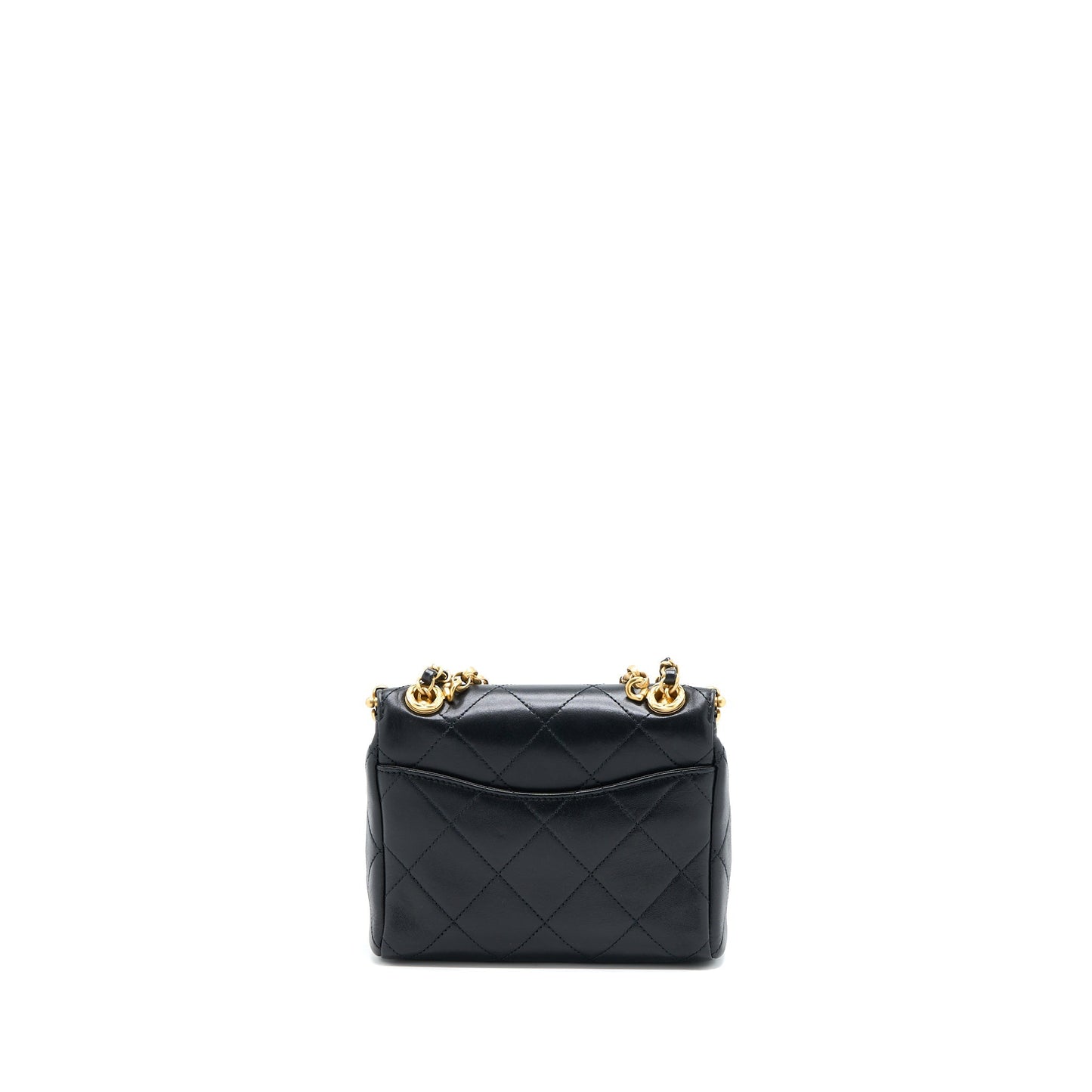 Chanel Kiss Lock Clasp Bag Lambskin Black Brushed