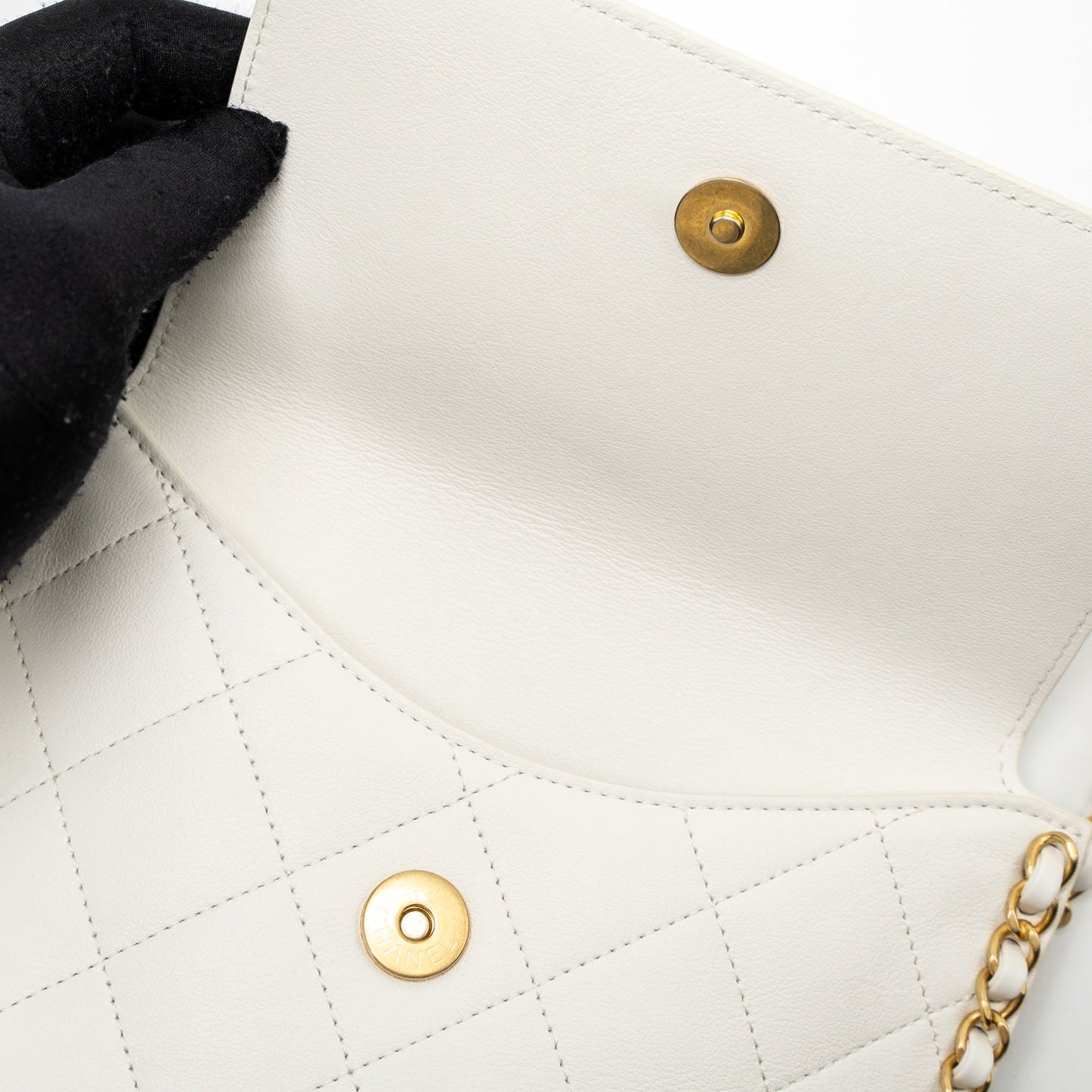Chanel Crossbody Square Flap Bag Lambskin White Brushed