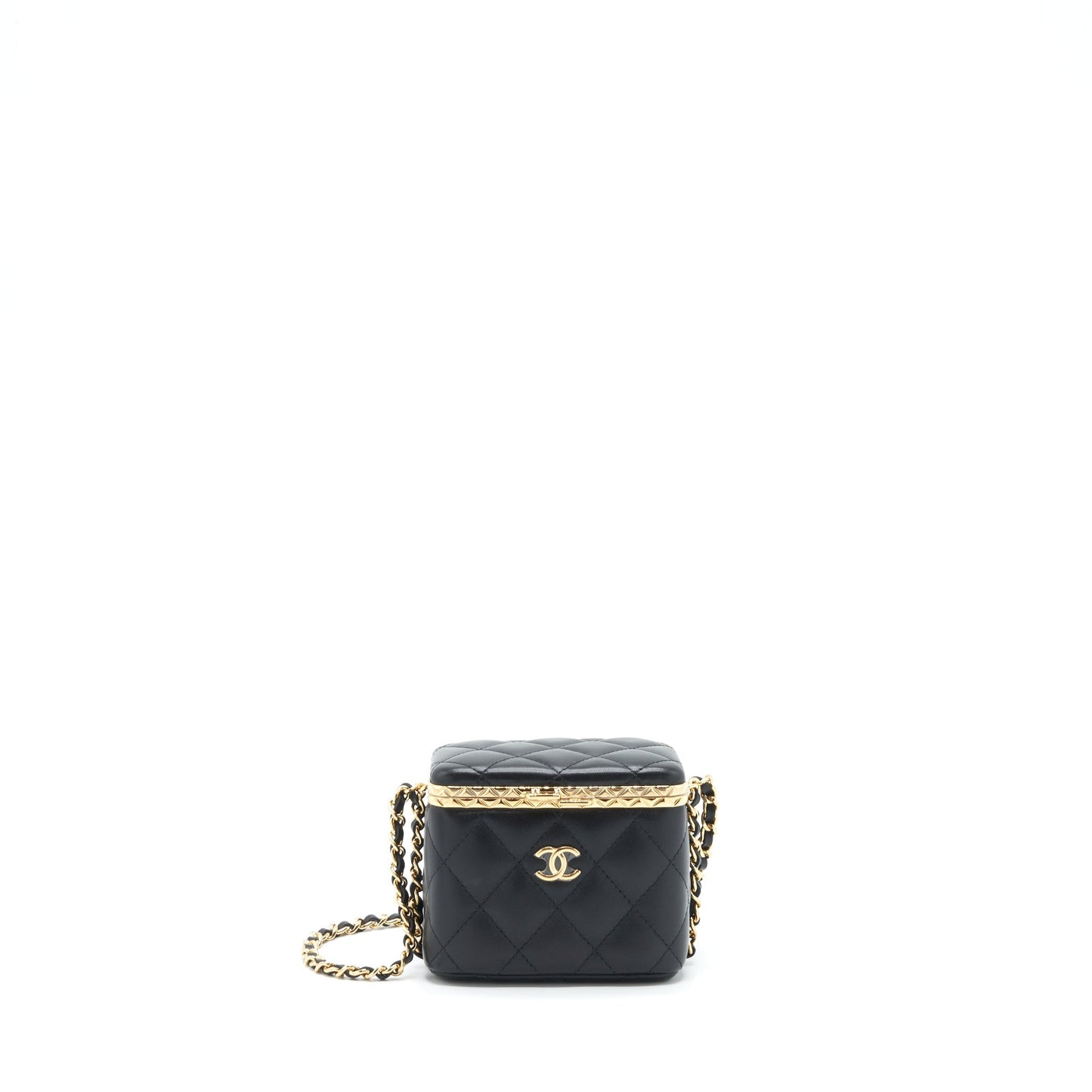 Chanel 22S Small Clic Flap Vanity With Chain Lambskin Black L