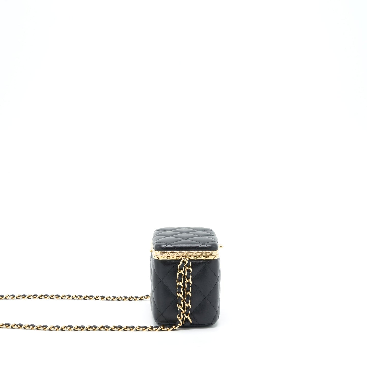 Chanel 22S Small Clic Flap Vanity With Chain Lambskin Black L