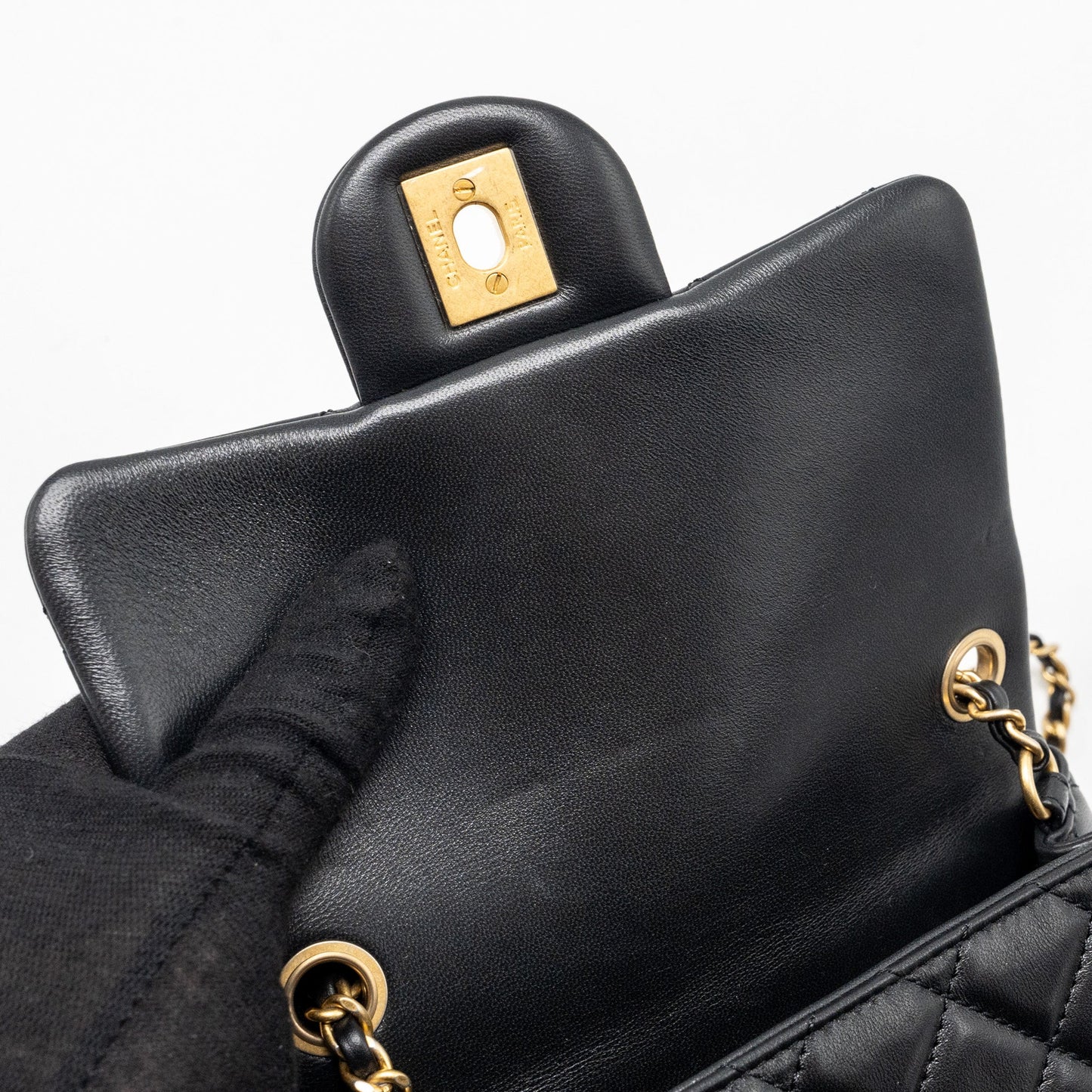 Chanel Pearl Crush Mini Square Lambskin Black  (Microchip)