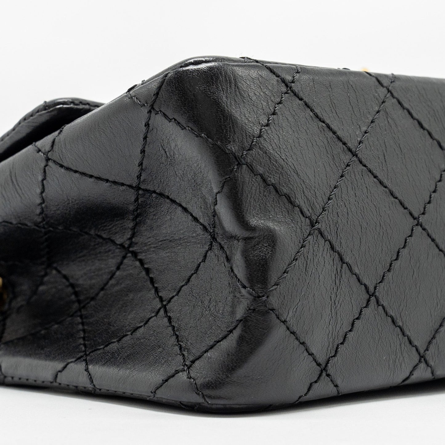 Chanel mini 2.55 reissue flap bag aged calfskin black