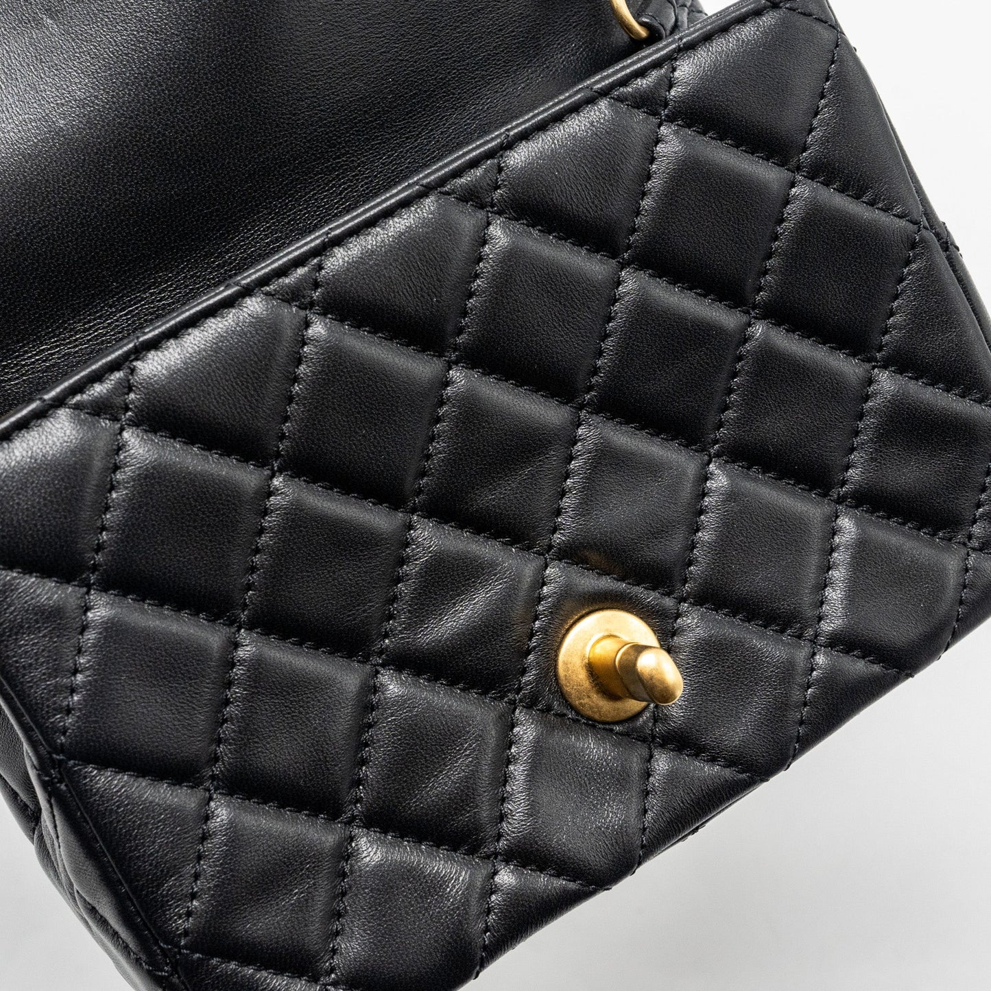 Chanel Pearl Crush Mini Square Lambskin Black  (Microchip)
