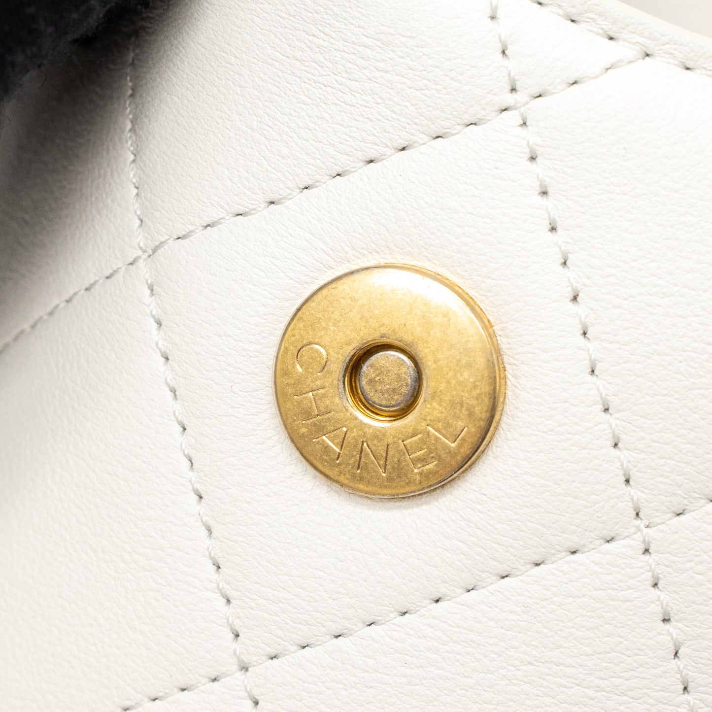 Chanel Crossbody Square Flap Bag Lambskin White Brushed