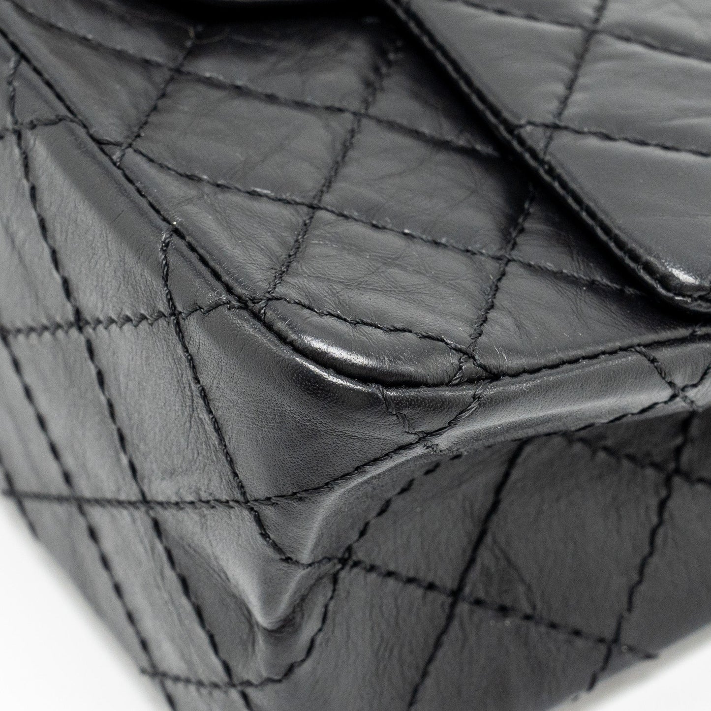 Chanel mini 2.55 reissue flap bag aged calfskin black
