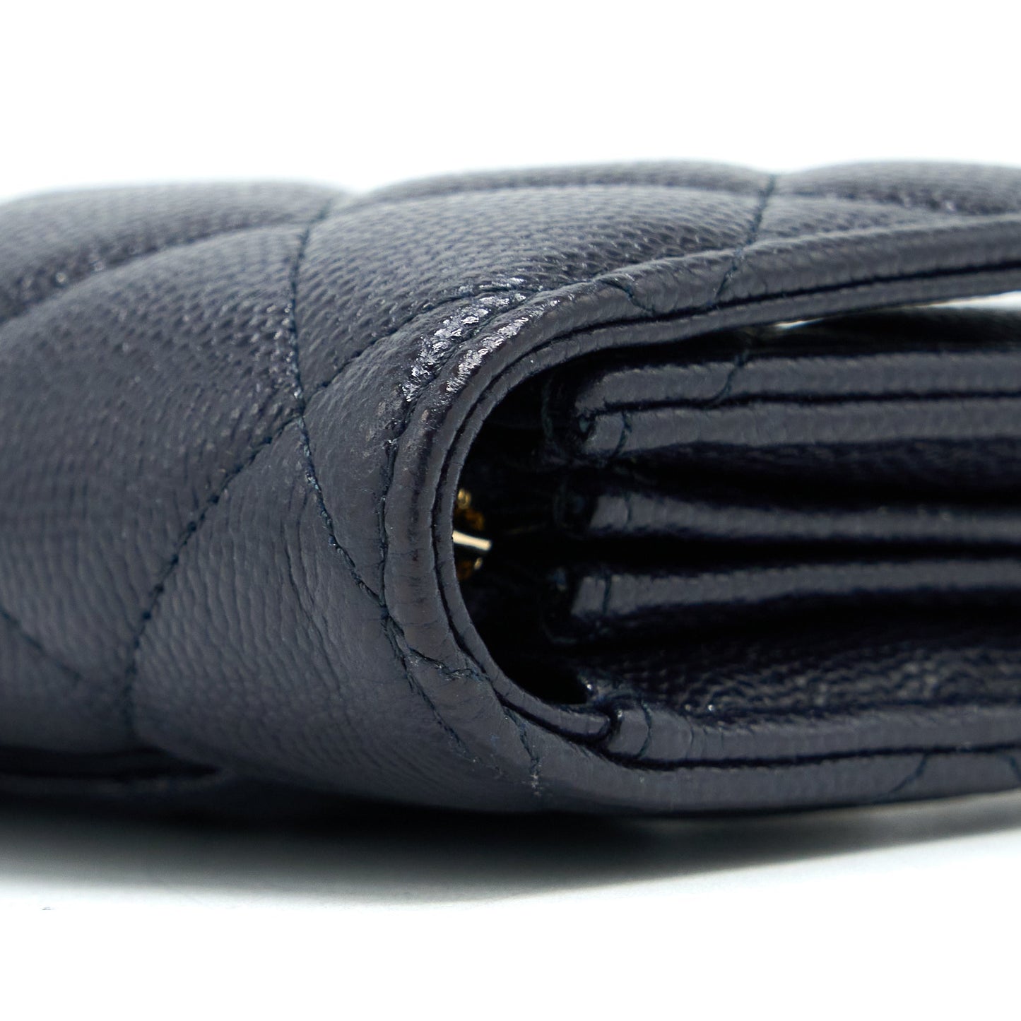 Chanel Classic Flap Long Wallet Caviar Dark Blue L