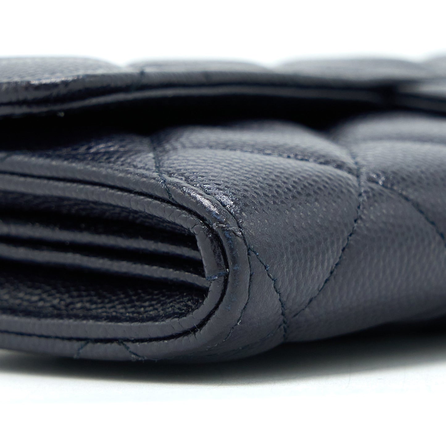 Chanel Classic Flap Long Wallet Caviar Dark Blue L