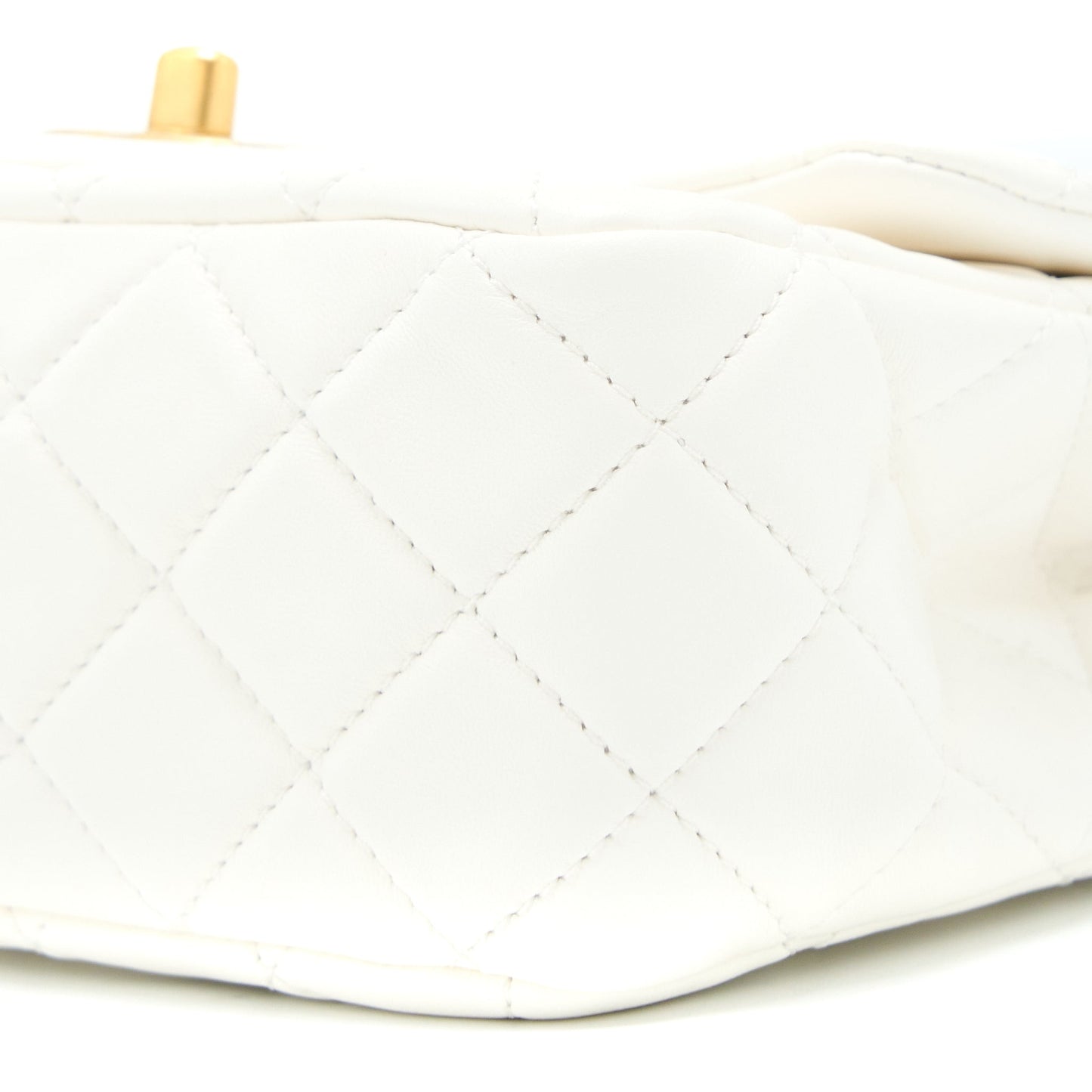 Chanel Pearl Crush Mini Square Lambskin White Brushed  (Microchip)