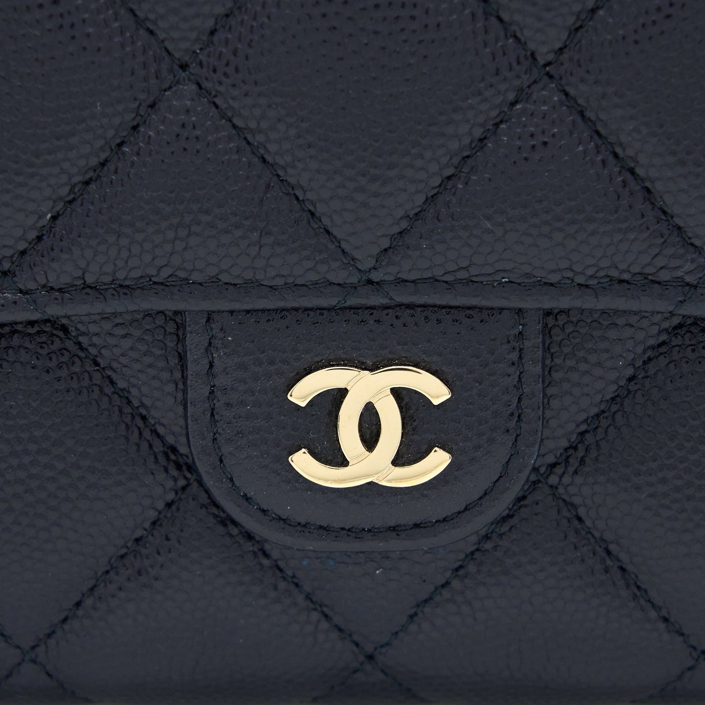 Chanel Classic Flap Long Wallet Caviar Dark Blue L