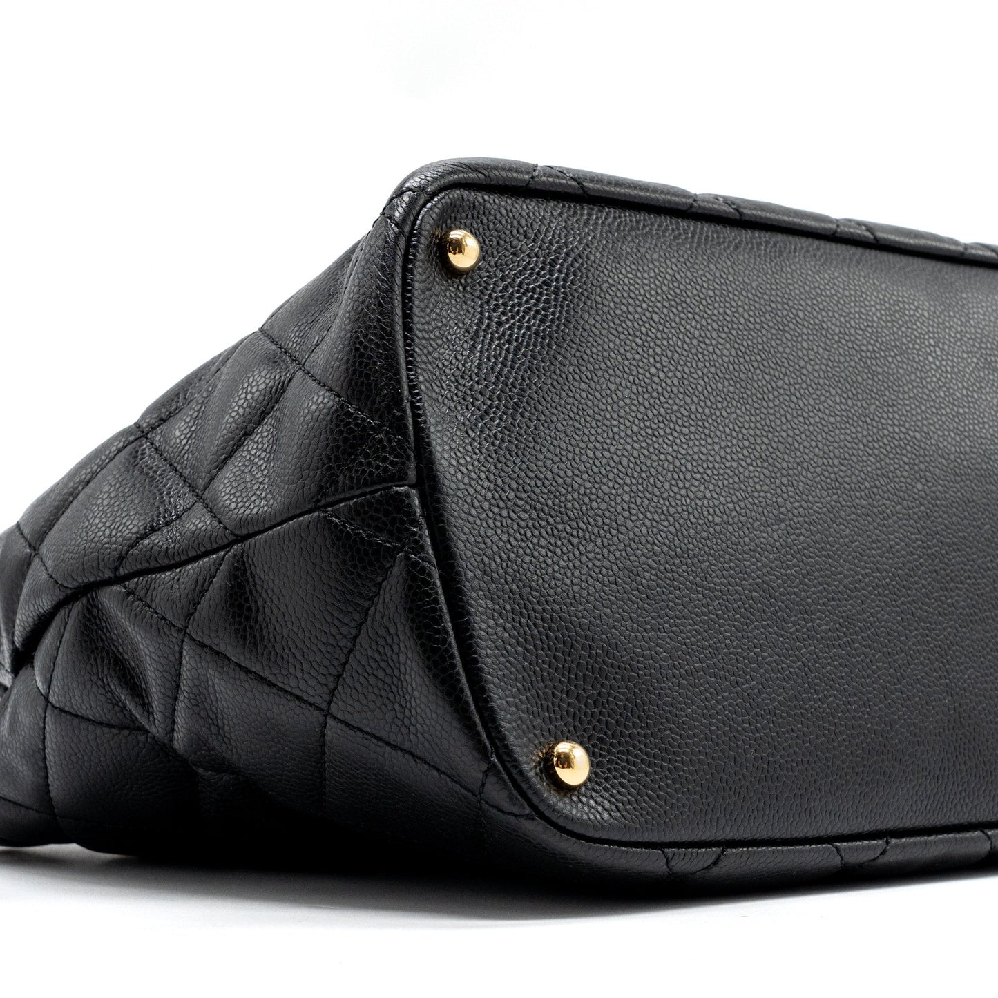 Chanel quilted shoulder shopping tote bag caviar black
