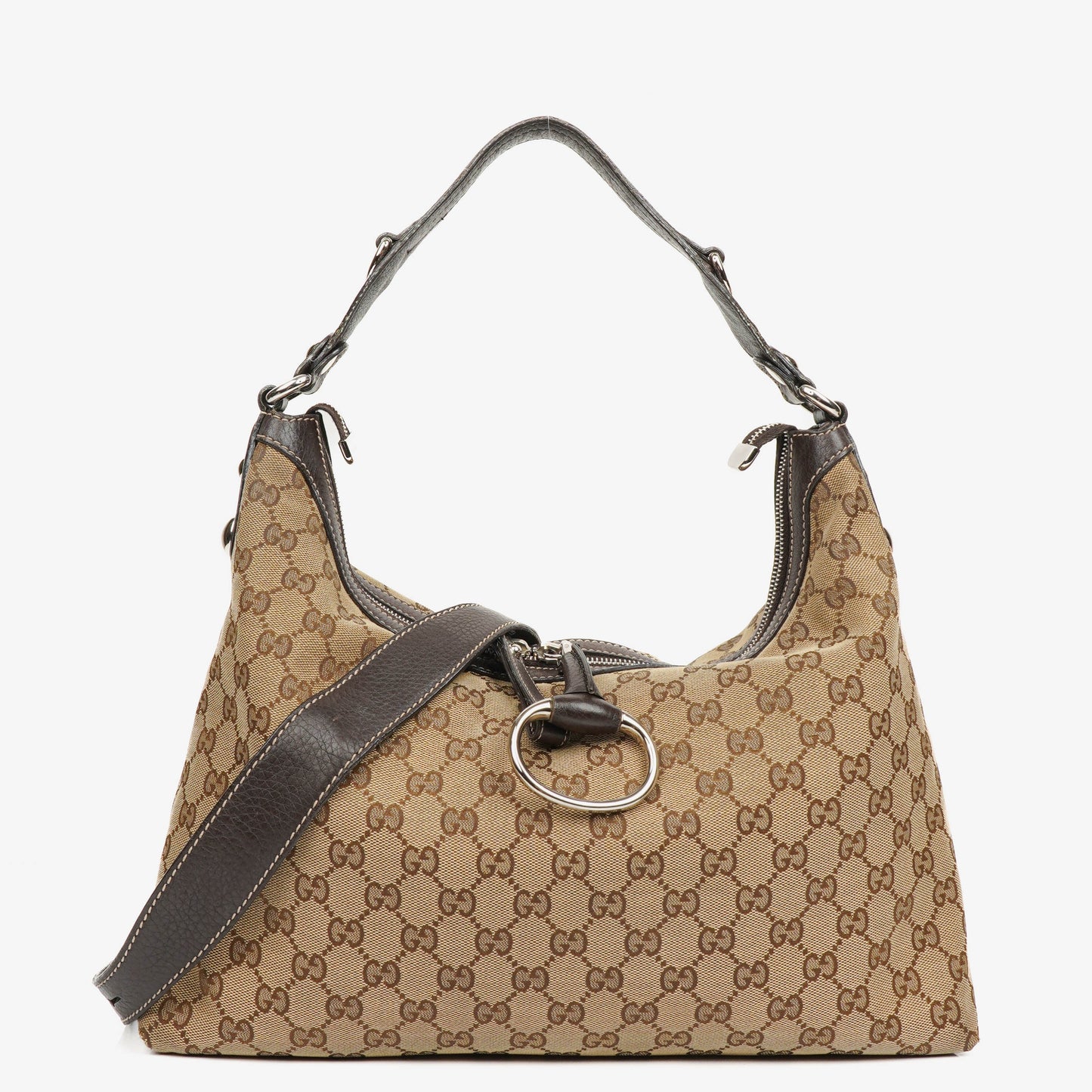 Gucci Monogram Canvas Icon Bit Hobo Bag