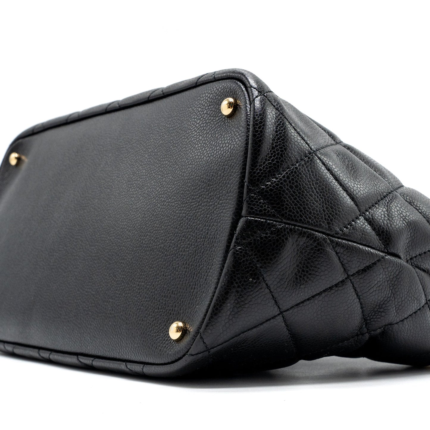 Chanel quilted shoulder shopping tote bag caviar black