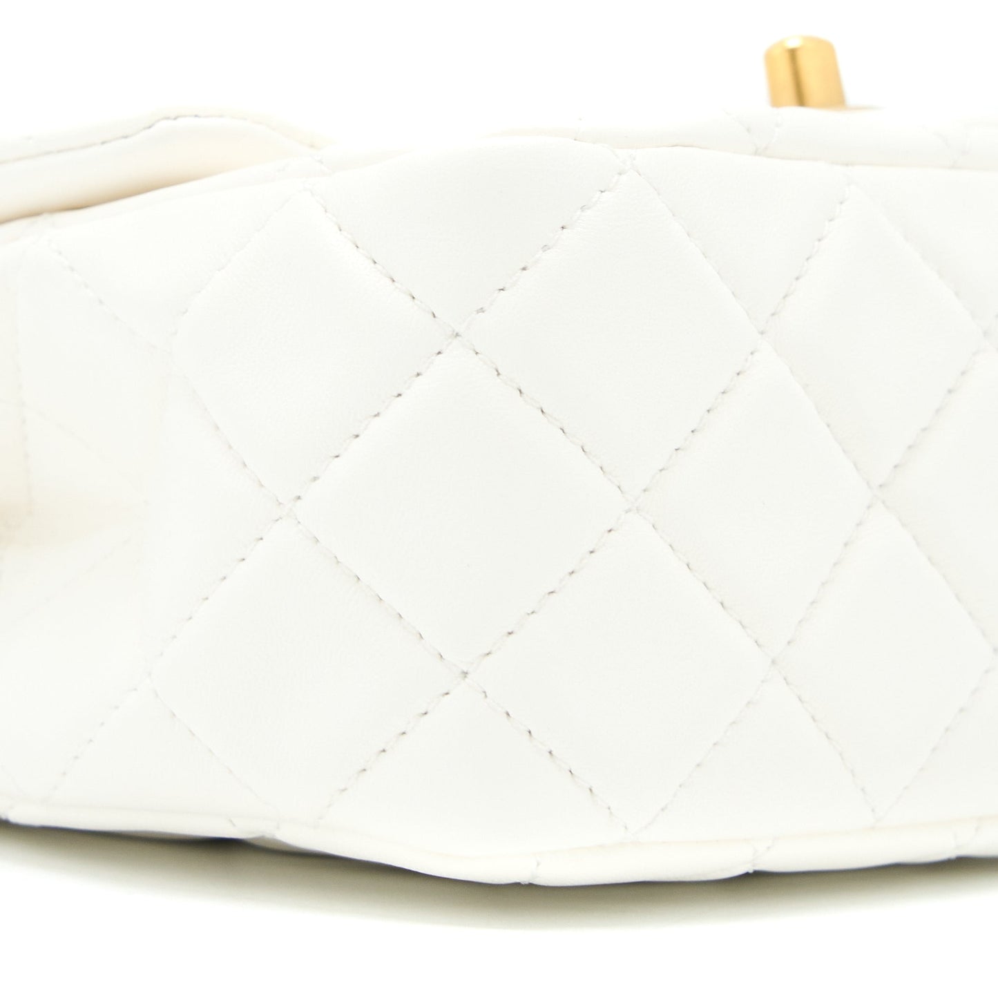 Chanel Pearl Crush Mini Square Lambskin White Brushed  (Microchip)