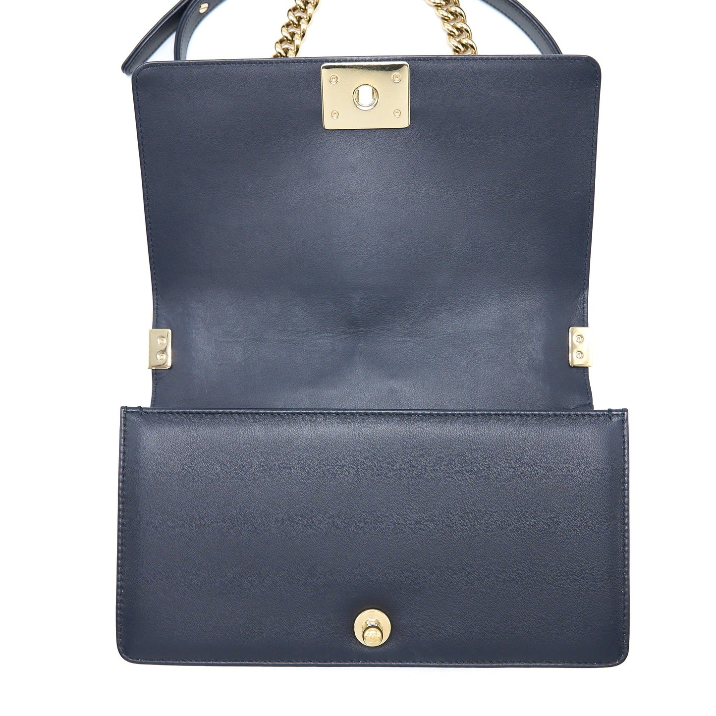 Chanel Medium Boy Bag Calfskin Navy L