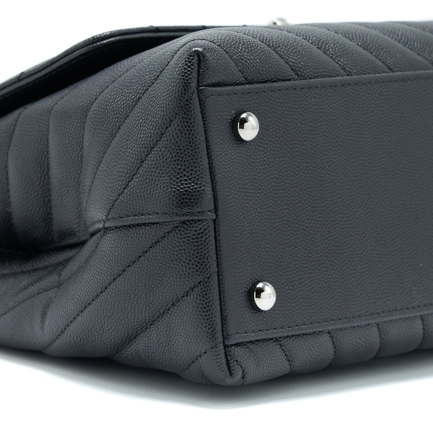 Chanel Medium Coco Handle Chevron Caviar Black